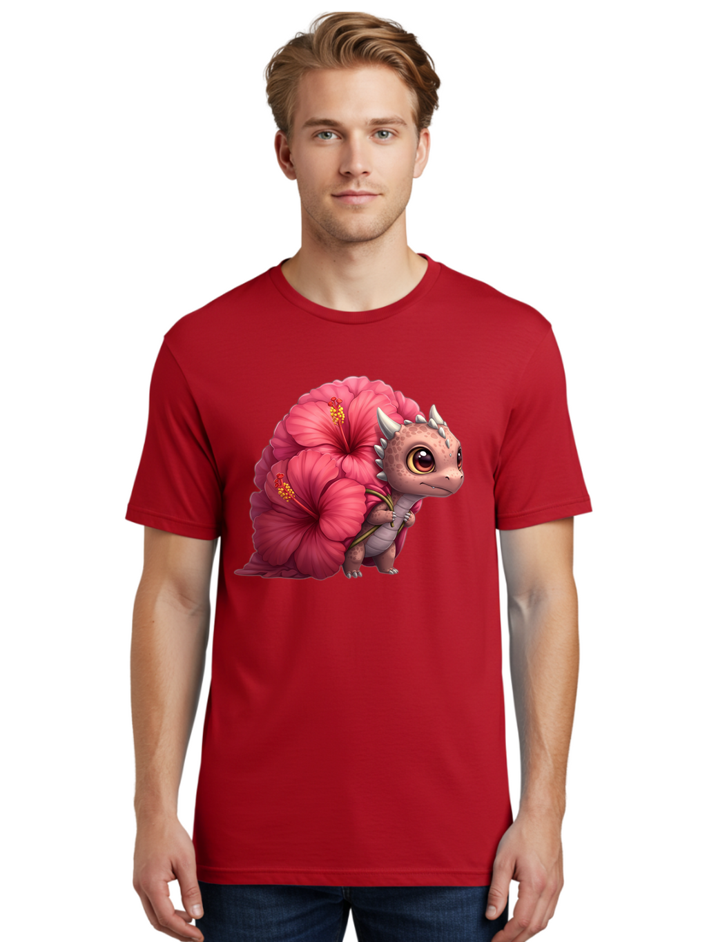 Pink-Hibiscus-Dinosaur Men'S Graphic Tee, 100% Cotton, Comfortable Casual Summer Wear, Machine Washable, Vintage Camera, Old Camera, Antique Camera, Black Camera, Classic Photography, Photography Equipment, Nostalgic Device, Film Camera, Baj686