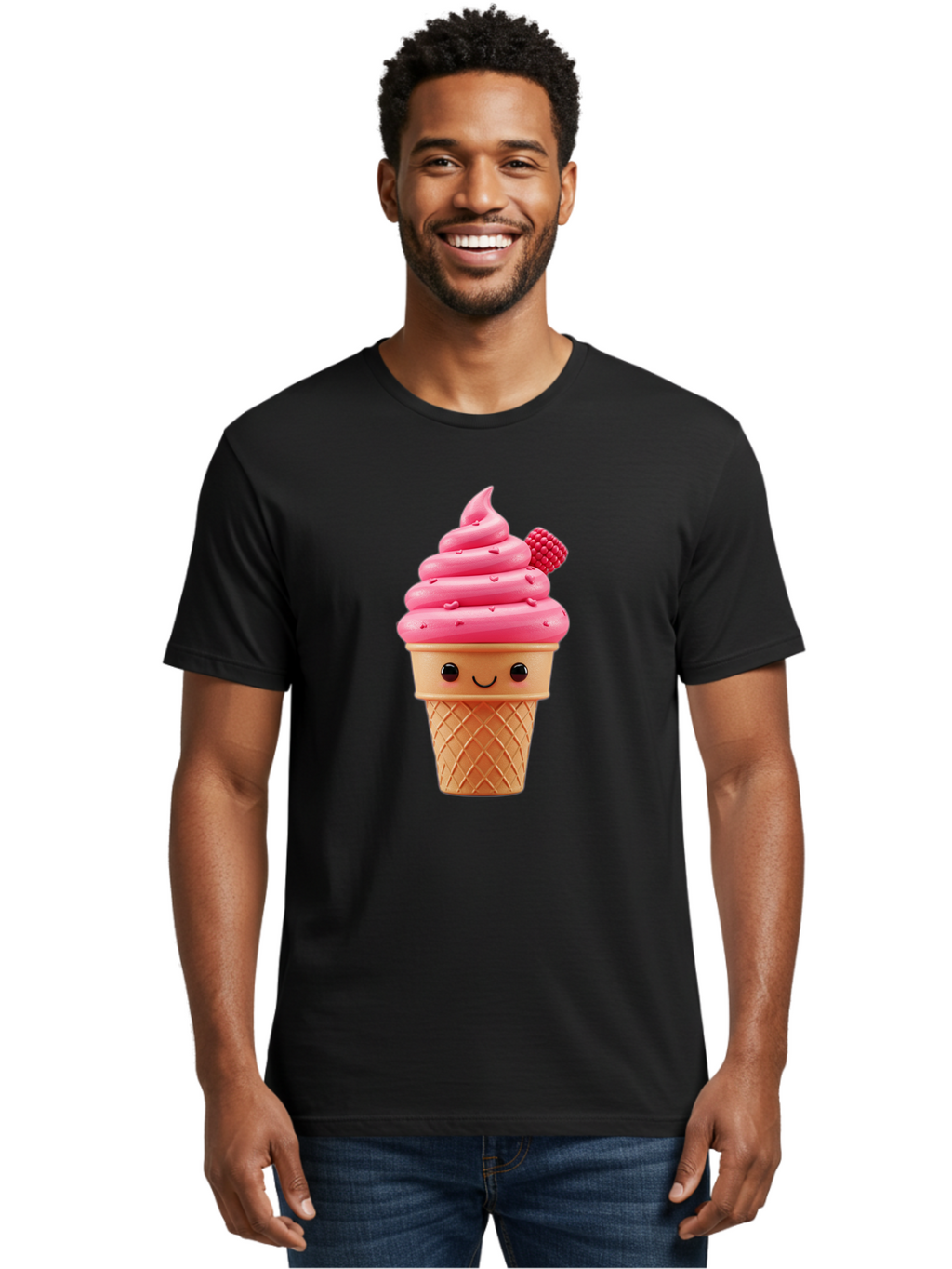 Pink-Ice-Cream-Cone-1 Men'S Graphic Tee, 100% Cotton, Comfortable Casual Summer Wear, Machine Washable, Vintage Camera, Old Camera, Antique Camera, Black Camera, Classic Photography, Photography Equipment, Nostalgic Device, Film Camera, Baj687
