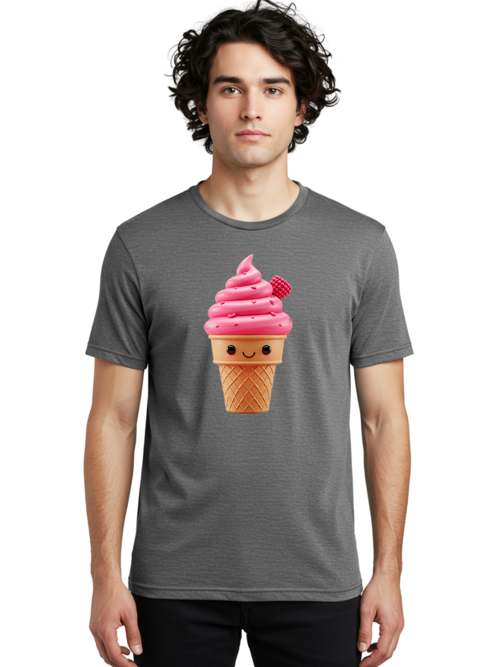 Pink-Ice-Cream-Cone-1 Men'S Graphic Tee, 100% Cotton, Comfortable Casual Summer Wear, Machine Washable, Vintage Camera, Old Camera, Antique Camera, Black Camera, Classic Photography, Photography Equipment, Nostalgic Device, Film Camera, Baj687