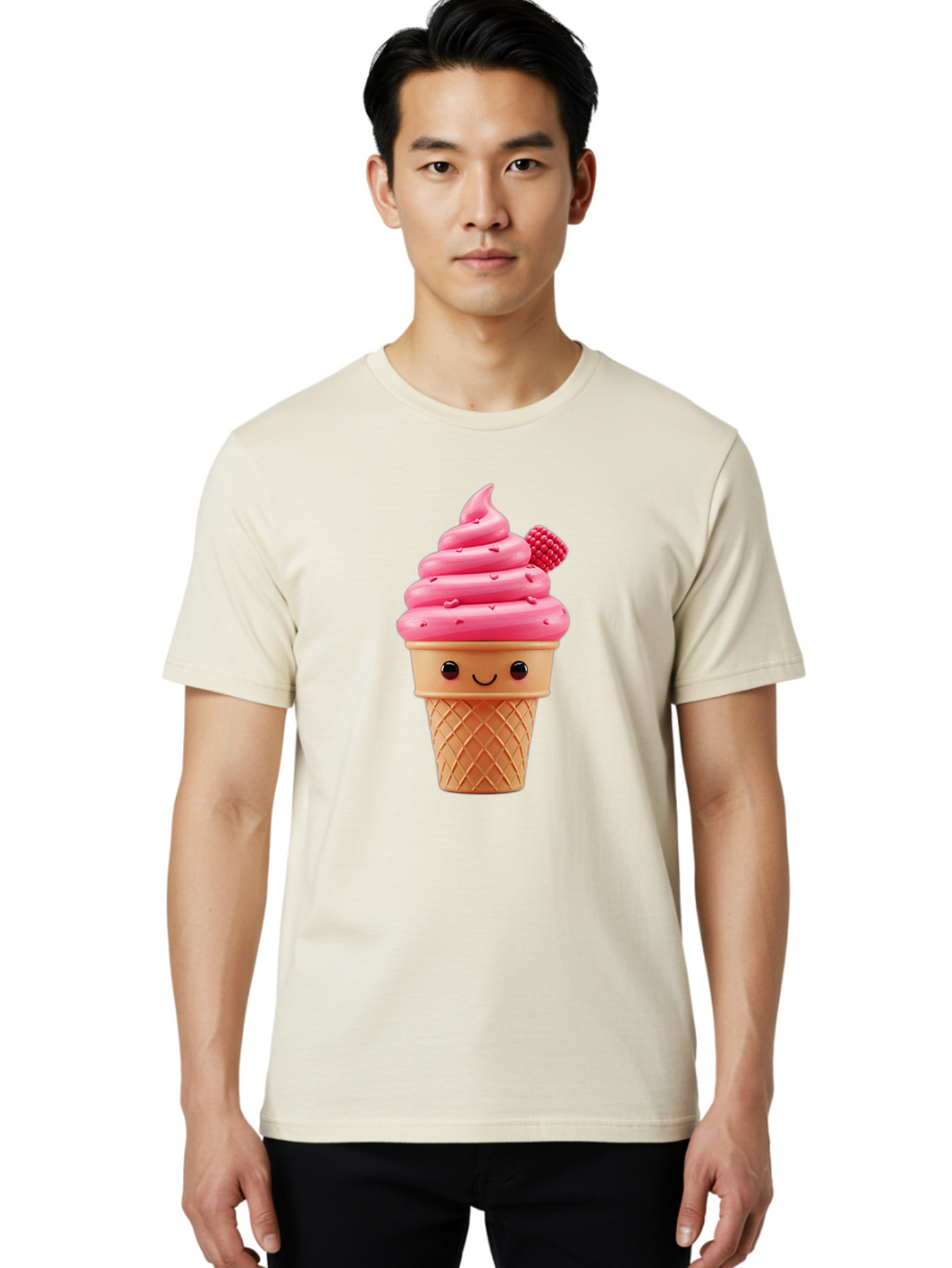 Pink-Ice-Cream-Cone-1 Men'S Graphic Tee, 100% Cotton, Comfortable Casual Summer Wear, Machine Washable, Vintage Camera, Old Camera, Antique Camera, Black Camera, Classic Photography, Photography Equipment, Nostalgic Device, Film Camera, Baj687