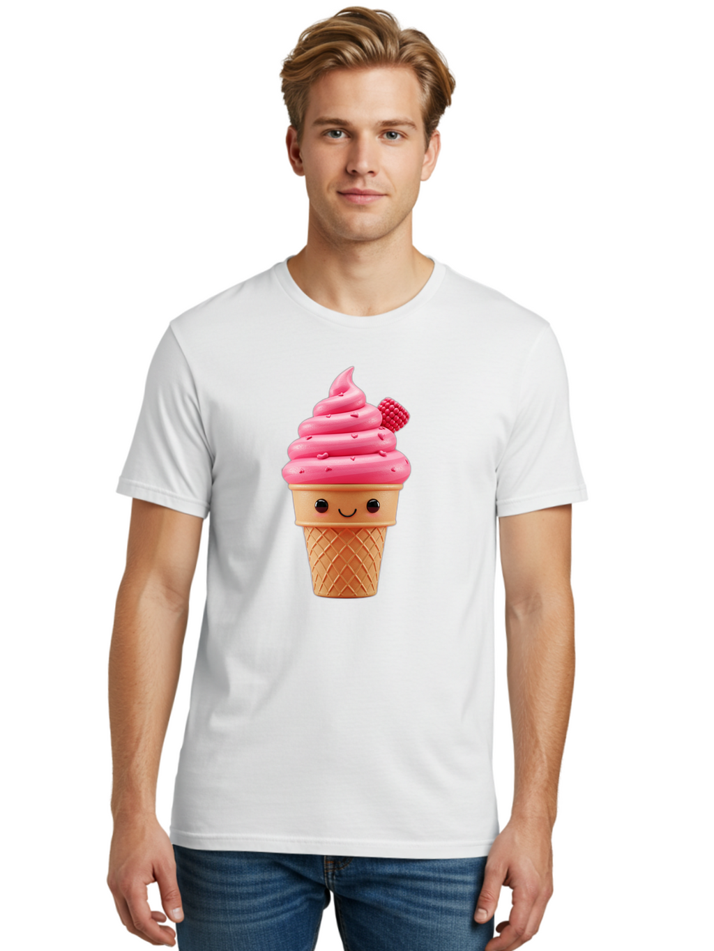Pink-Ice-Cream-Cone-1 Men'S Graphic Tee, 100% Cotton, Comfortable Casual Summer Wear, Machine Washable, Vintage Camera, Old Camera, Antique Camera, Black Camera, Classic Photography, Photography Equipment, Nostalgic Device, Film Camera, Baj687