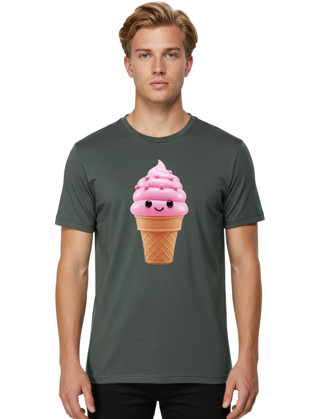 Pink-Ice-Cream-Cone Men'S Graphic Tee, 100% Cotton, Comfortable Casual Summer Wear, Machine Washable, Vintage Camera, Old Camera, Antique Camera, Black Camera, Classic Photography, Photography Equipment, Nostalgic Device, Film Camera, Baj688