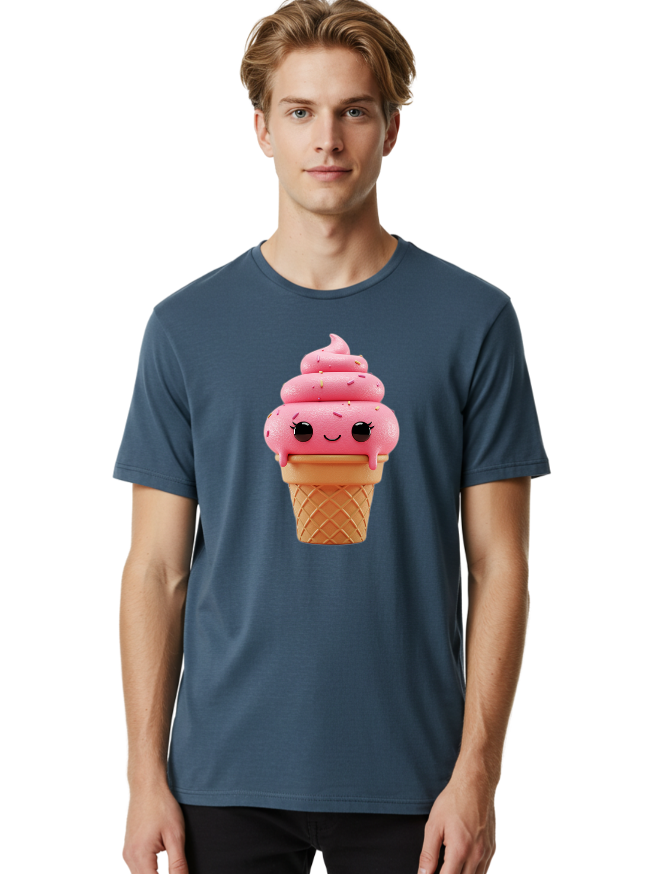 Pink-Ice-Cream Men'S Graphic Tee, 100% Cotton, Comfortable Casual Summer Wear, Machine Washable, Vintage Camera, Old Camera, Antique Camera, Black Camera, Classic Photography, Photography Equipment, Nostalgic Device, Film Camera, Camera Art Baj689