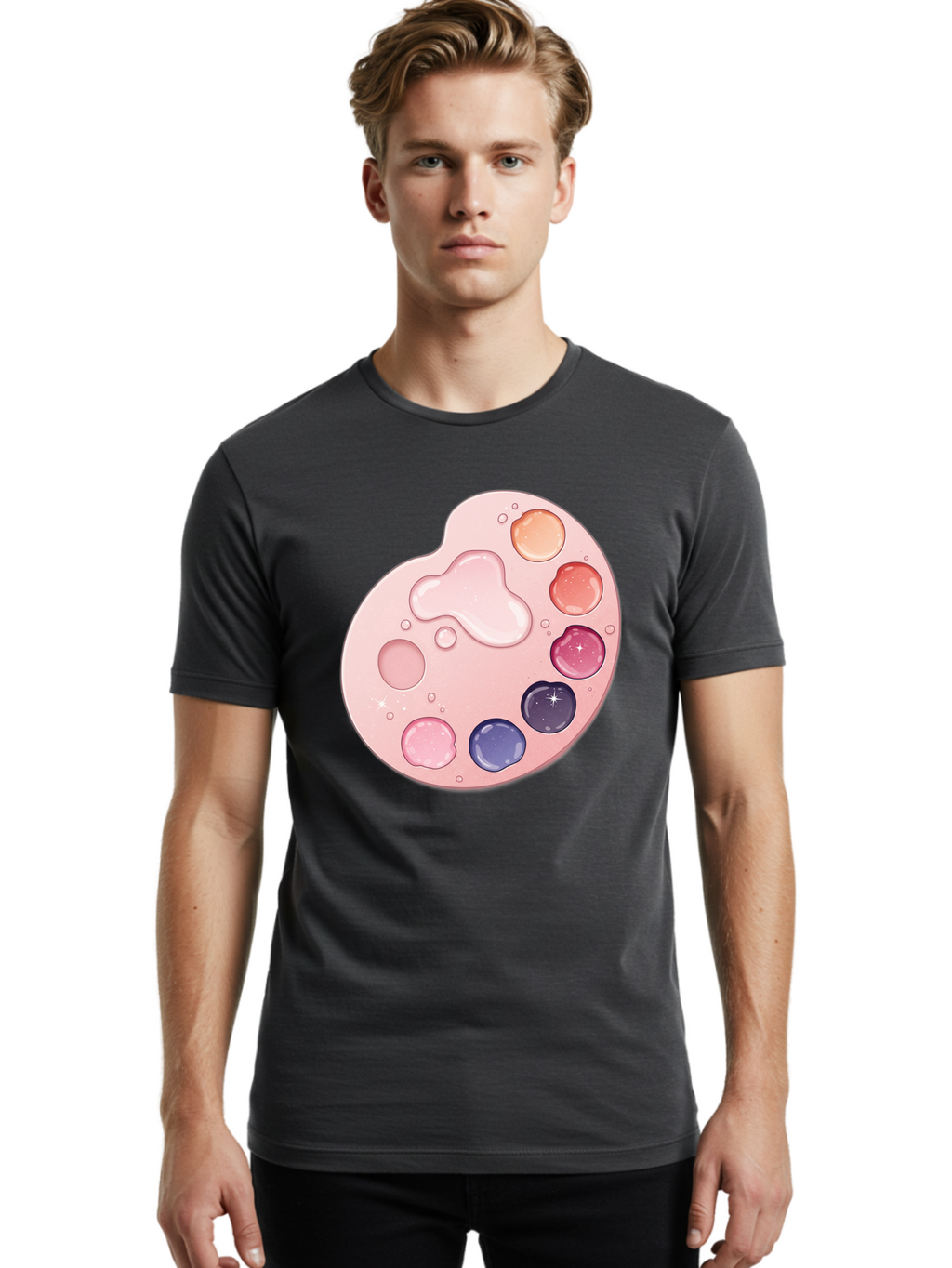 Pink-Painter-S-Palette Men'S Graphic Tee, 100% Cotton, Comfortable Casual Summer Wear, Machine Washable, Vintage Camera, Old Camera, Antique Camera, Black Camera, Classic Photography, Photography Equipment, Nostalgic Device, Film Camera, Baj691