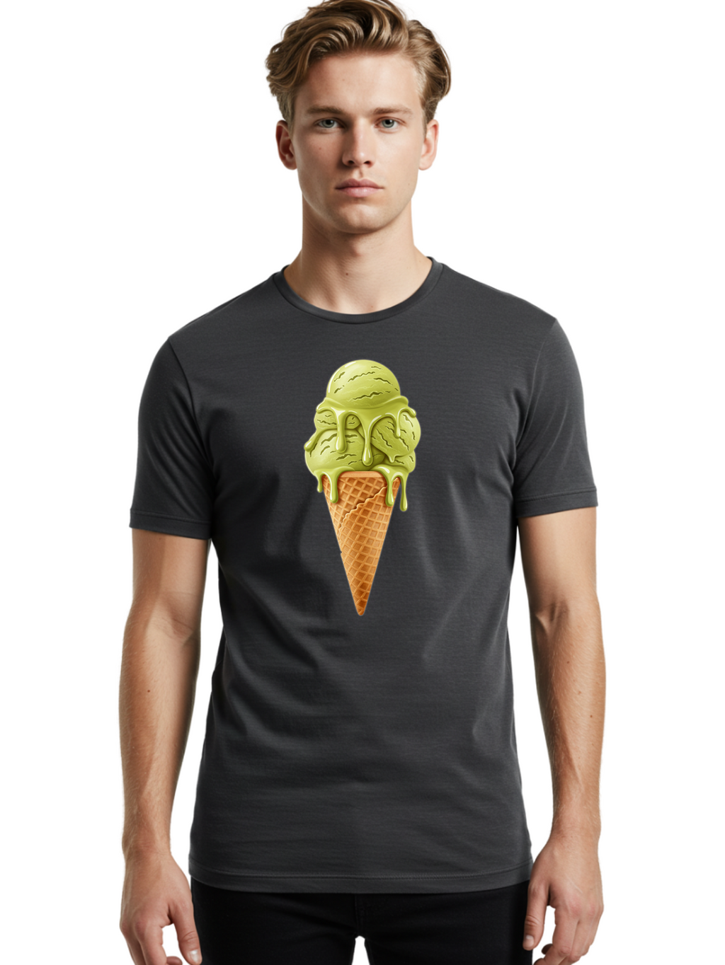 Pistachio-Ice-Cream-Cone Men'S Graphic Tee, 100% Cotton, Comfortable Casual Summer Wear, Machine Washable, Vintage Camera, Old Camera, Antique Camera, Black Camera, Classic Photography, Photography Equipment, Nostalgic Device, Film Camera, Baj697