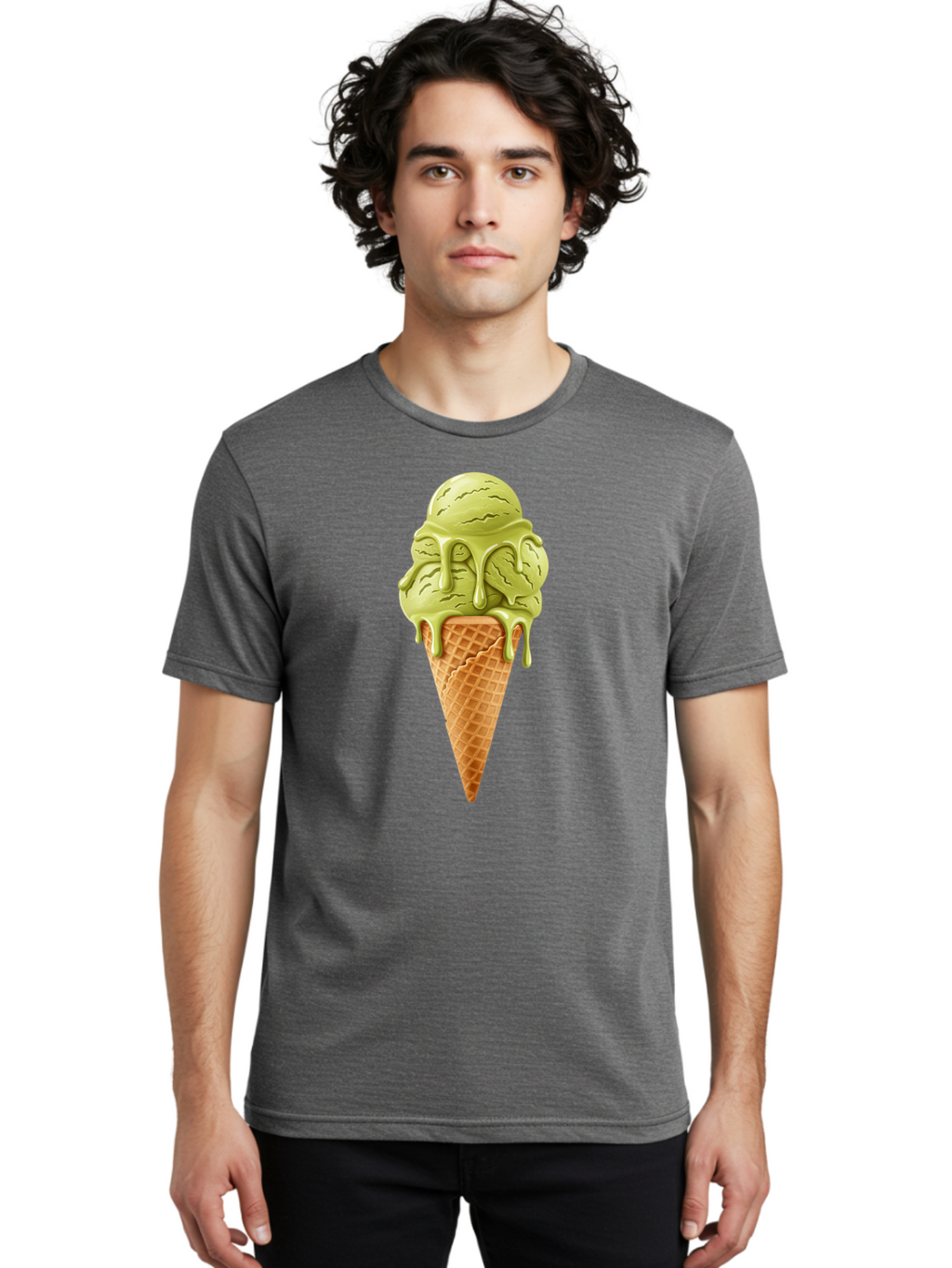Pistachio-Ice-Cream-Cone Men'S Graphic Tee, 100% Cotton, Comfortable Casual Summer Wear, Machine Washable, Vintage Camera, Old Camera, Antique Camera, Black Camera, Classic Photography, Photography Equipment, Nostalgic Device, Film Camera, Baj697