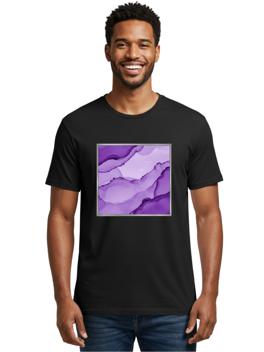 Purple-Marble-Pattern Men'S Graphic Tee, 100% Cotton, Comfortable Casual Summer Wear, Machine Washable, Vintage Camera, Old Camera, Antique Camera, Black Camera, Classic Photography, Photography Equipment, Nostalgic Device, Film Camera, Baj714