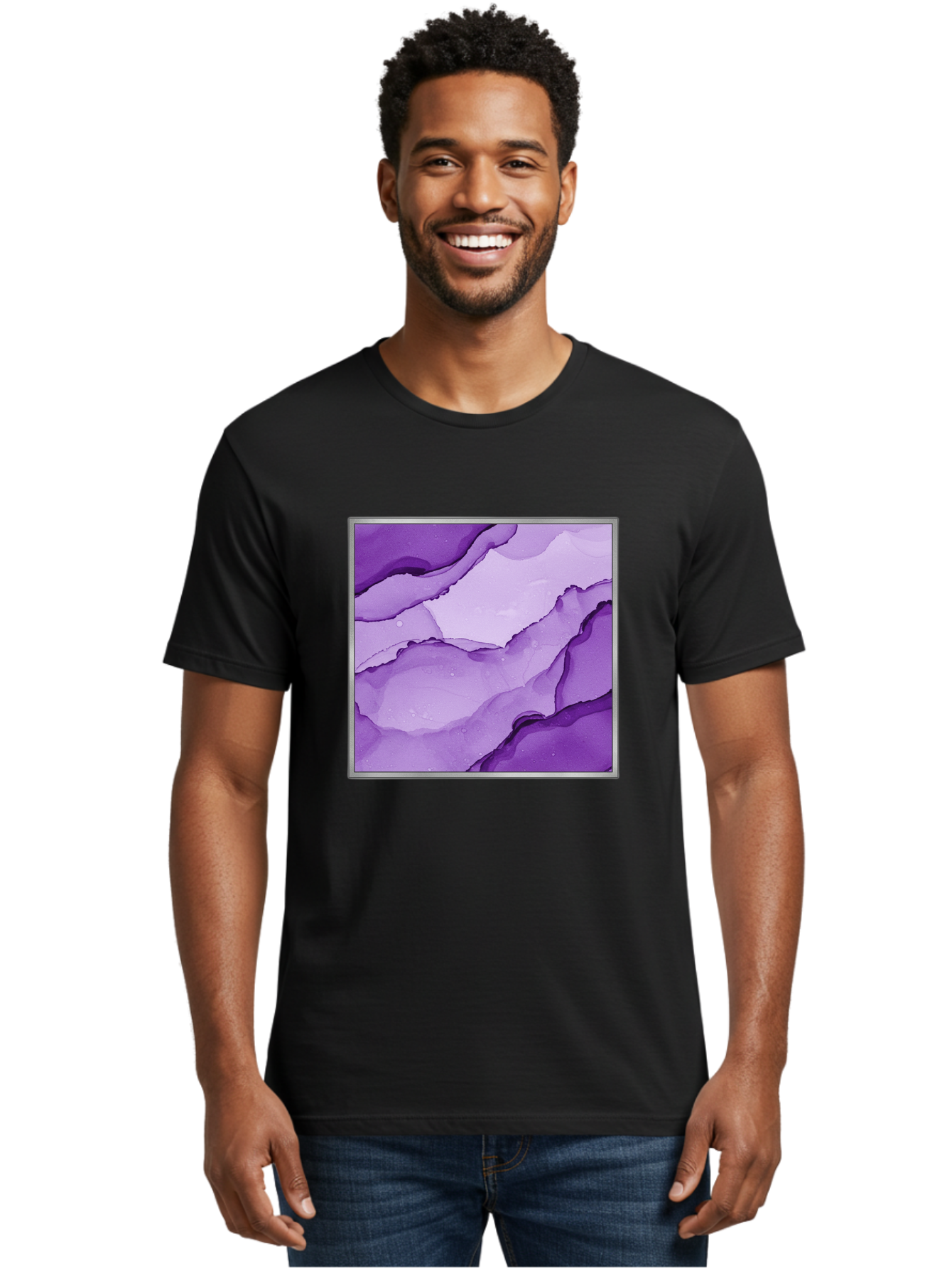 Purple-Marble-Pattern Men'S Graphic Tee, 100% Cotton, Comfortable Casual Summer Wear, Machine Washable, Vintage Camera, Old Camera, Antique Camera, Black Camera, Classic Photography, Photography Equipment, Nostalgic Device, Film Camera, Baj714