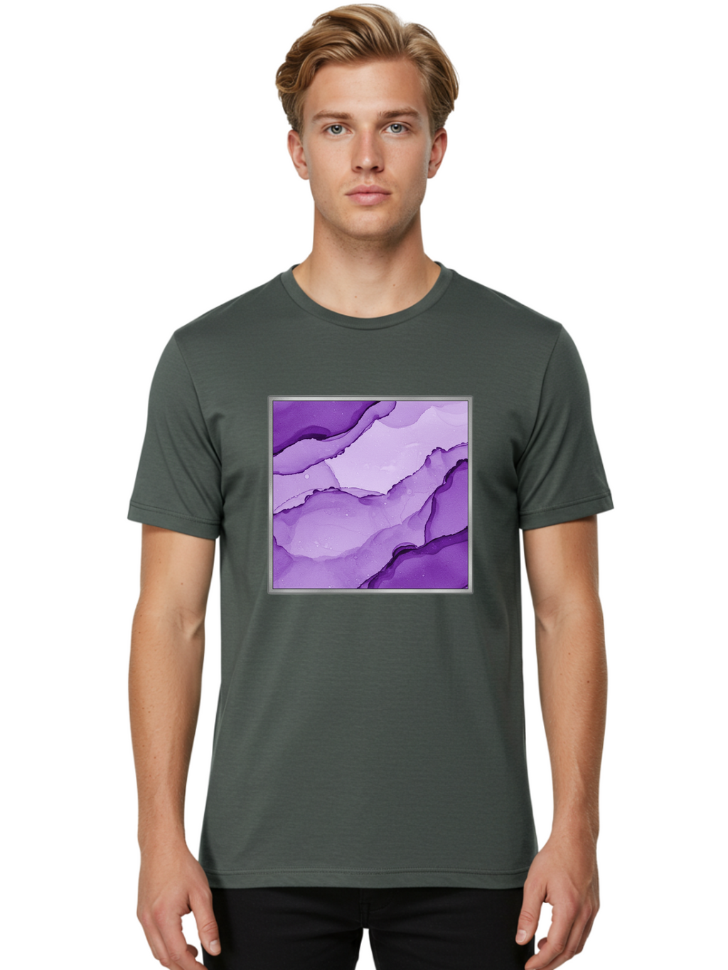 Purple-Marble-Pattern Men'S Graphic Tee, 100% Cotton, Comfortable Casual Summer Wear, Machine Washable, Vintage Camera, Old Camera, Antique Camera, Black Camera, Classic Photography, Photography Equipment, Nostalgic Device, Film Camera, Baj714