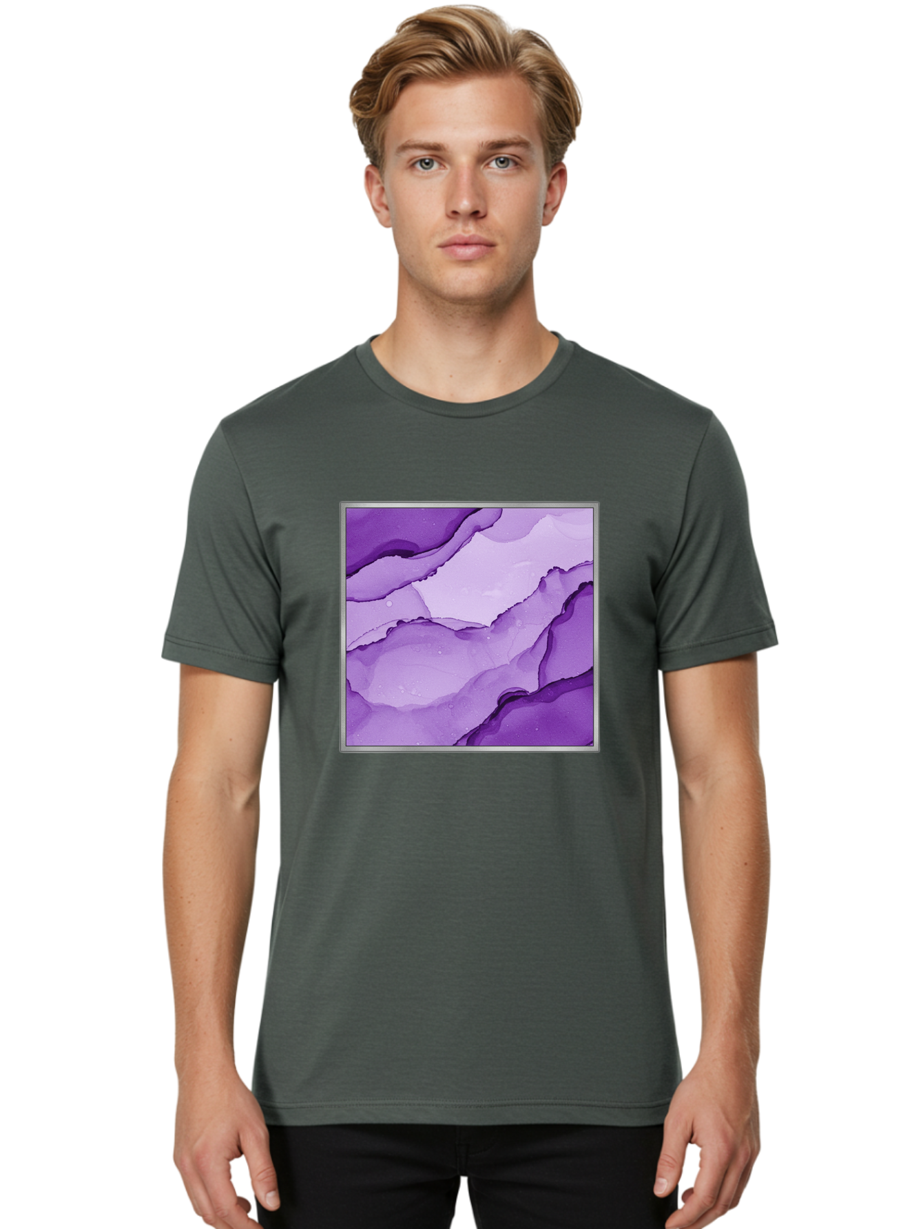 Purple-Marble-Pattern Men'S Graphic Tee, 100% Cotton, Comfortable Casual Summer Wear, Machine Washable, Vintage Camera, Old Camera, Antique Camera, Black Camera, Classic Photography, Photography Equipment, Nostalgic Device, Film Camera, Baj714
