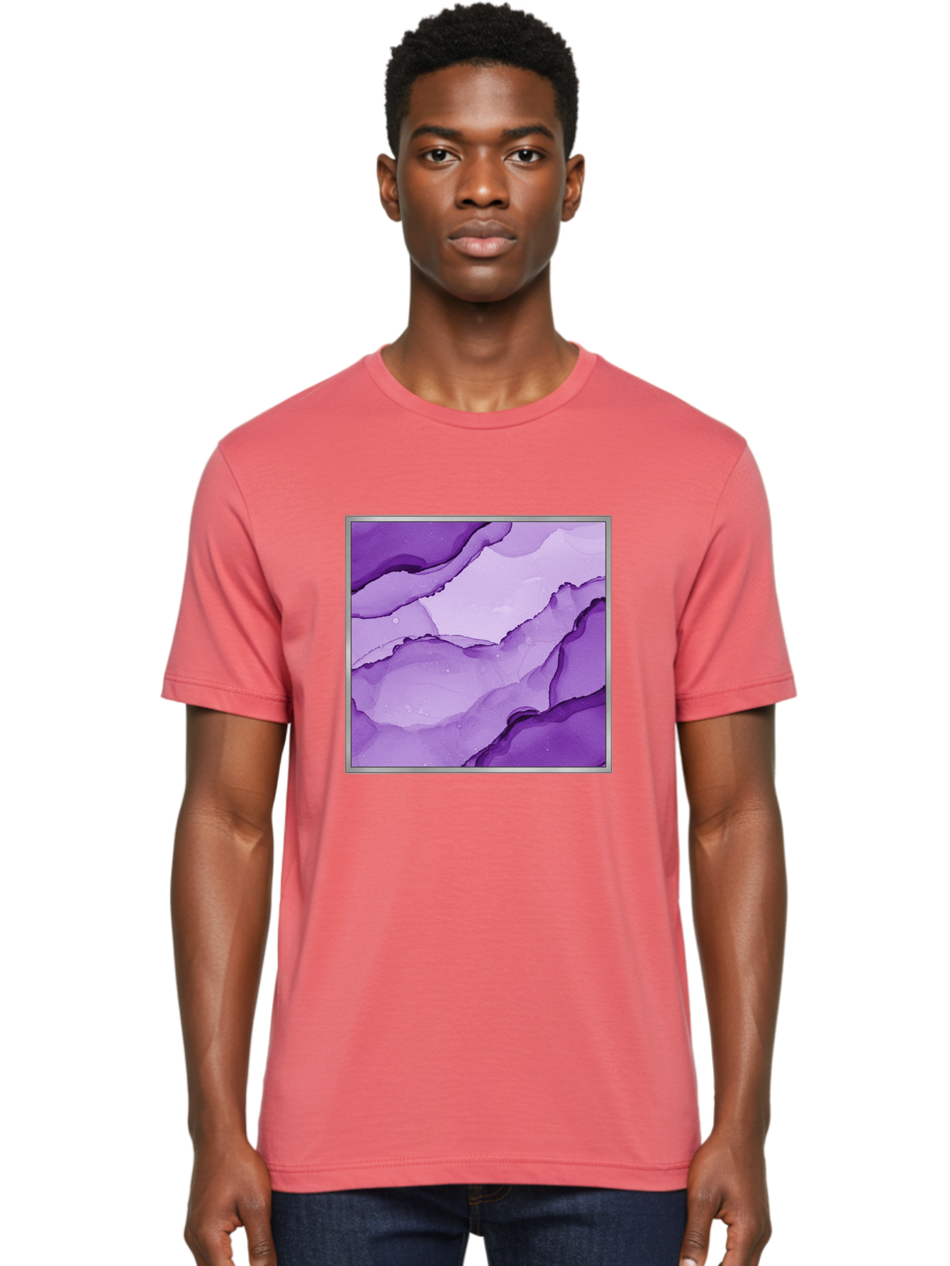 Purple-Marble-Pattern Men'S Graphic Tee, 100% Cotton, Comfortable Casual Summer Wear, Machine Washable, Vintage Camera, Old Camera, Antique Camera, Black Camera, Classic Photography, Photography Equipment, Nostalgic Device, Film Camera, Baj714