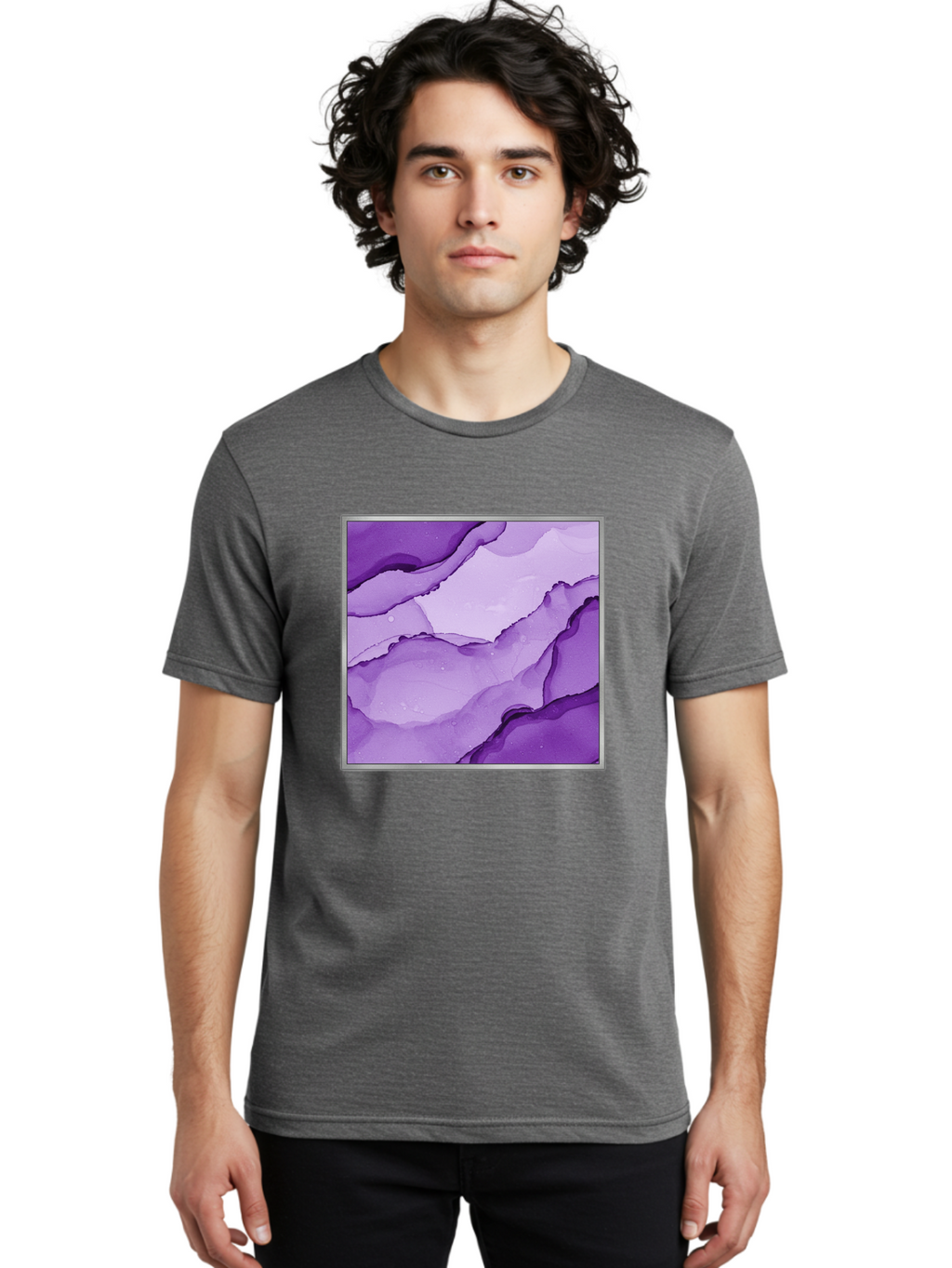 Purple-Marble-Pattern Men'S Graphic Tee, 100% Cotton, Comfortable Casual Summer Wear, Machine Washable, Vintage Camera, Old Camera, Antique Camera, Black Camera, Classic Photography, Photography Equipment, Nostalgic Device, Film Camera, Baj714