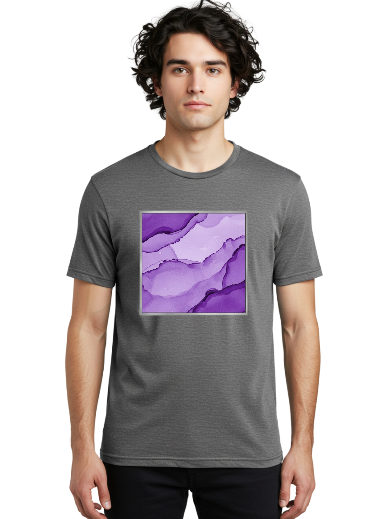 Purple-Marble-Pattern Men'S Graphic Tee, 100% Cotton, Comfortable Casual Summer Wear, Machine Washable, Vintage Camera, Old Camera, Antique Camera, Black Camera, Classic Photography, Photography Equipment, Nostalgic Device, Film Camera, Baj714