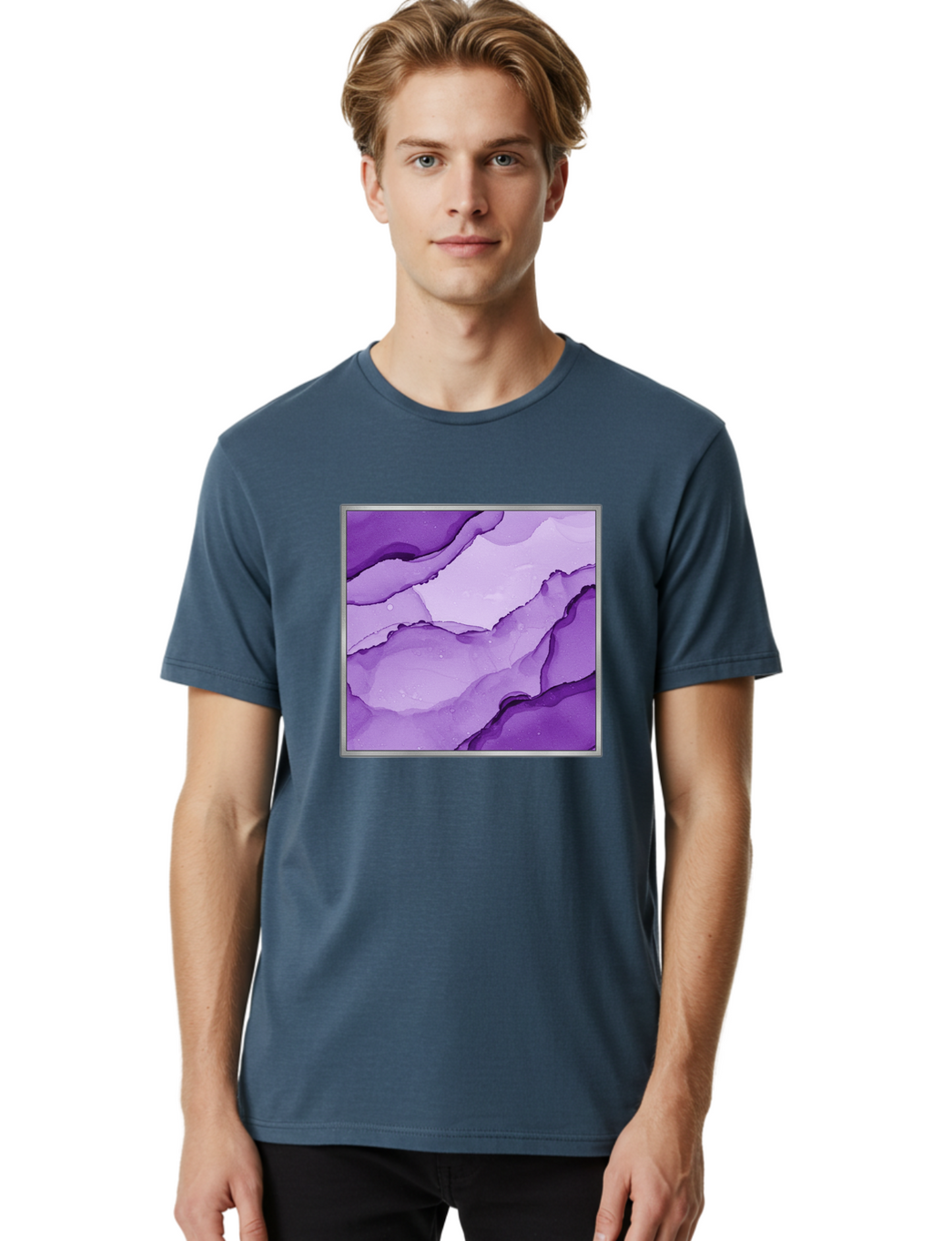 Purple-Marble-Pattern Men'S Graphic Tee, 100% Cotton, Comfortable Casual Summer Wear, Machine Washable, Vintage Camera, Old Camera, Antique Camera, Black Camera, Classic Photography, Photography Equipment, Nostalgic Device, Film Camera, Baj714