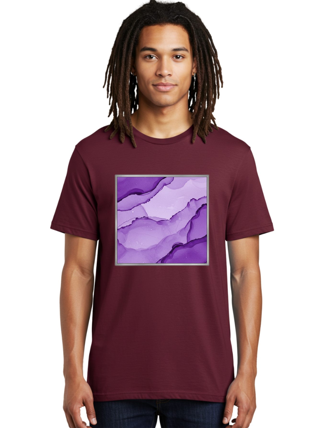 Purple-Marble-Pattern Men'S Graphic Tee, 100% Cotton, Comfortable Casual Summer Wear, Machine Washable, Vintage Camera, Old Camera, Antique Camera, Black Camera, Classic Photography, Photography Equipment, Nostalgic Device, Film Camera, Baj714