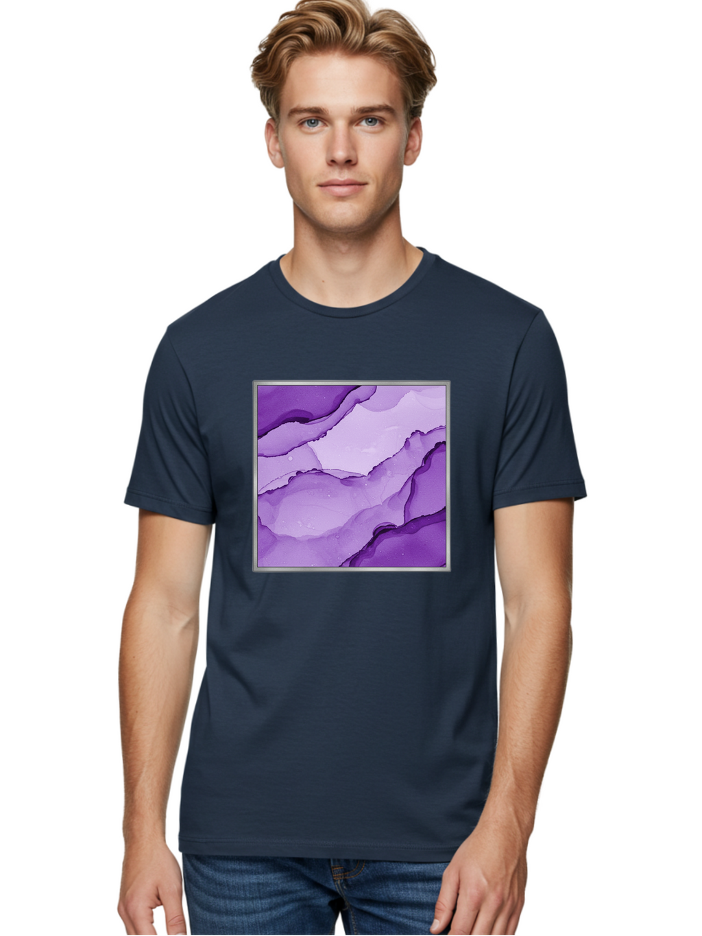 Purple-Marble-Pattern Men'S Graphic Tee, 100% Cotton, Comfortable Casual Summer Wear, Machine Washable, Vintage Camera, Old Camera, Antique Camera, Black Camera, Classic Photography, Photography Equipment, Nostalgic Device, Film Camera, Baj714