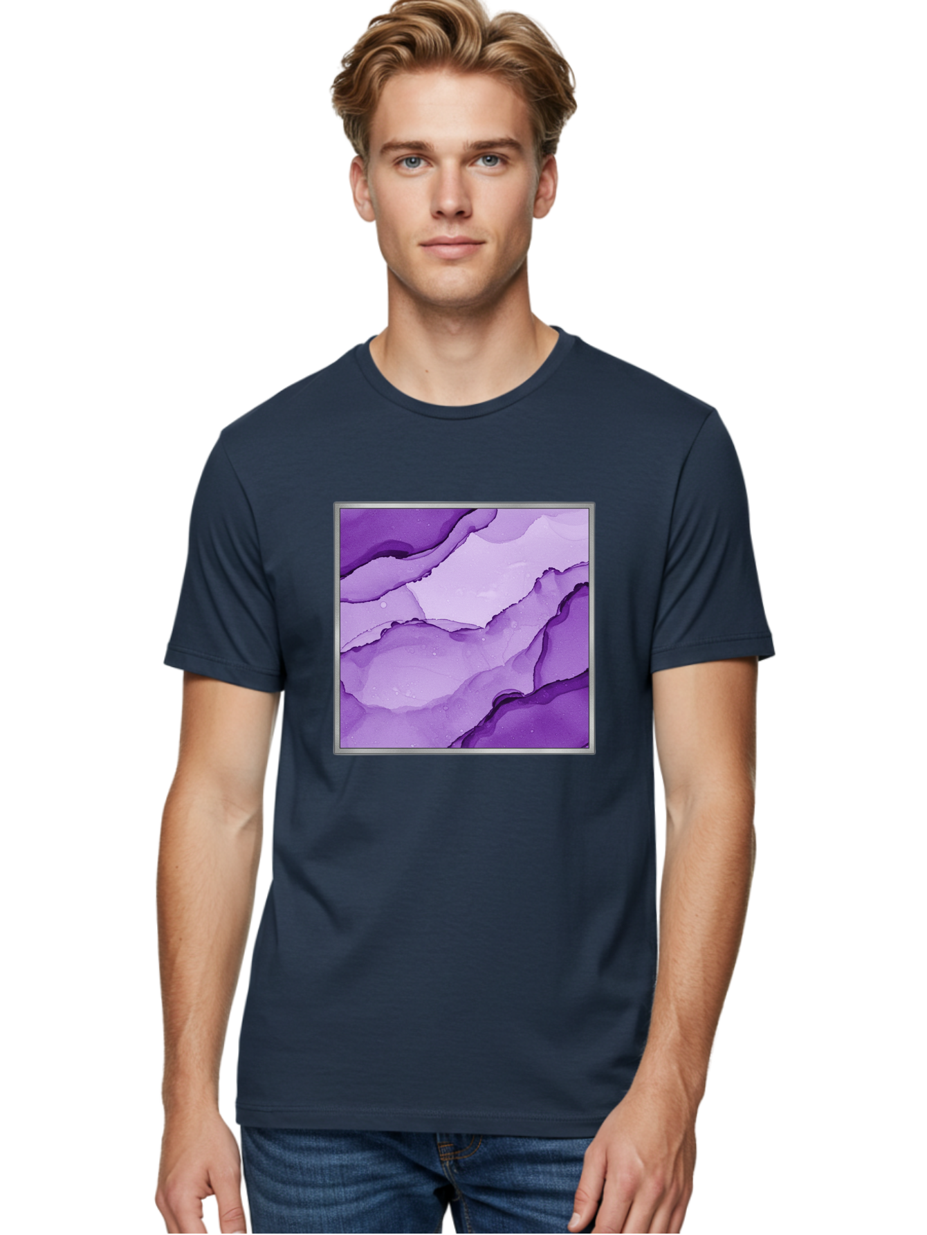Purple-Marble-Pattern Men'S Graphic Tee, 100% Cotton, Comfortable Casual Summer Wear, Machine Washable, Vintage Camera, Old Camera, Antique Camera, Black Camera, Classic Photography, Photography Equipment, Nostalgic Device, Film Camera, Baj714