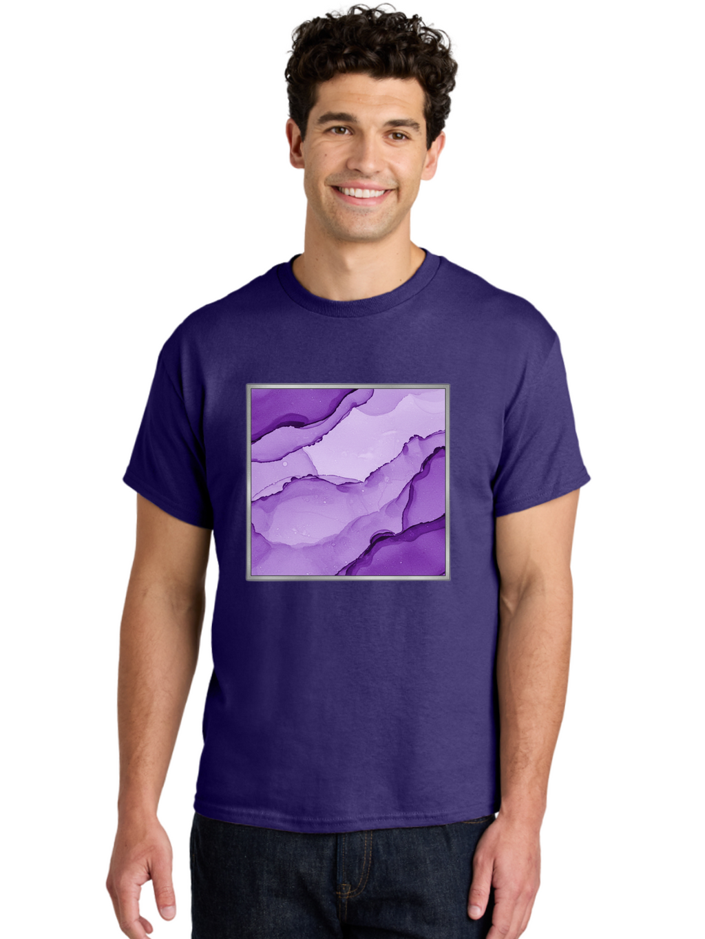 Purple-Marble-Pattern Men'S Graphic Tee, 100% Cotton, Comfortable Casual Summer Wear, Machine Washable, Vintage Camera, Old Camera, Antique Camera, Black Camera, Classic Photography, Photography Equipment, Nostalgic Device, Film Camera, Baj714