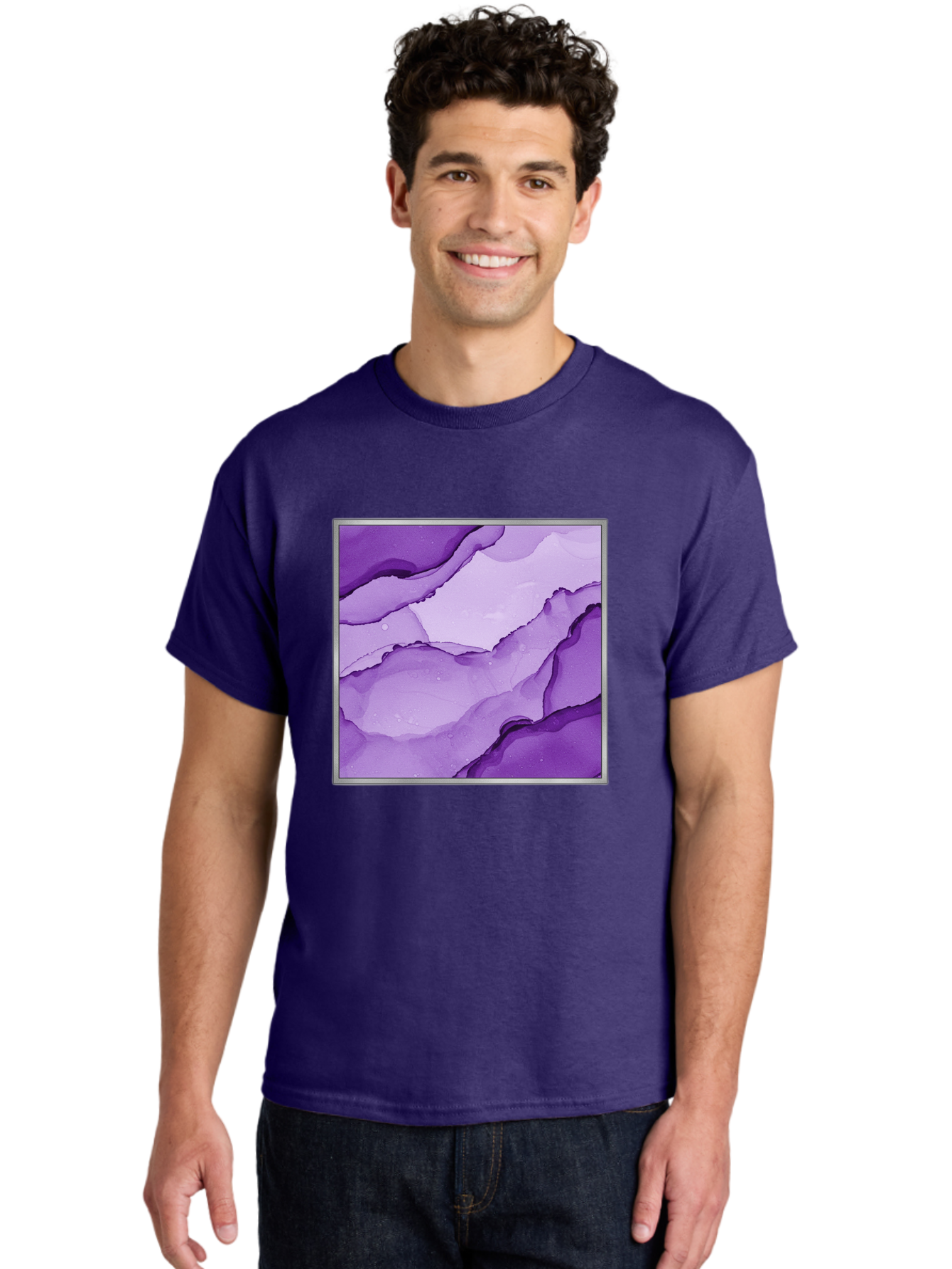 Purple-Marble-Pattern Men'S Graphic Tee, 100% Cotton, Comfortable Casual Summer Wear, Machine Washable, Vintage Camera, Old Camera, Antique Camera, Black Camera, Classic Photography, Photography Equipment, Nostalgic Device, Film Camera, Baj714