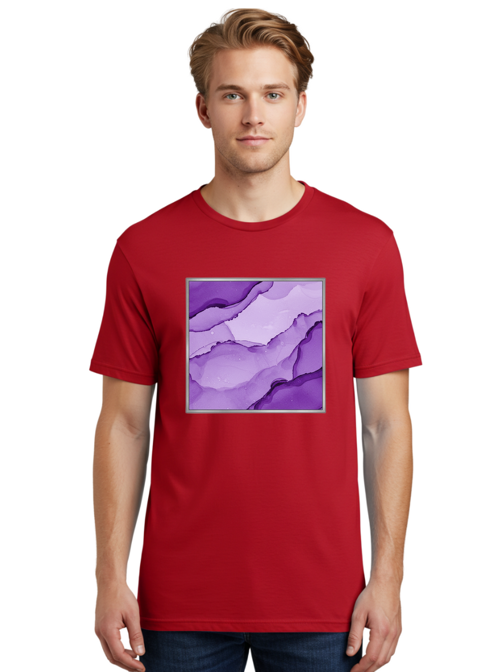 Purple-Marble-Pattern Men'S Graphic Tee, 100% Cotton, Comfortable Casual Summer Wear, Machine Washable, Vintage Camera, Old Camera, Antique Camera, Black Camera, Classic Photography, Photography Equipment, Nostalgic Device, Film Camera, Baj714