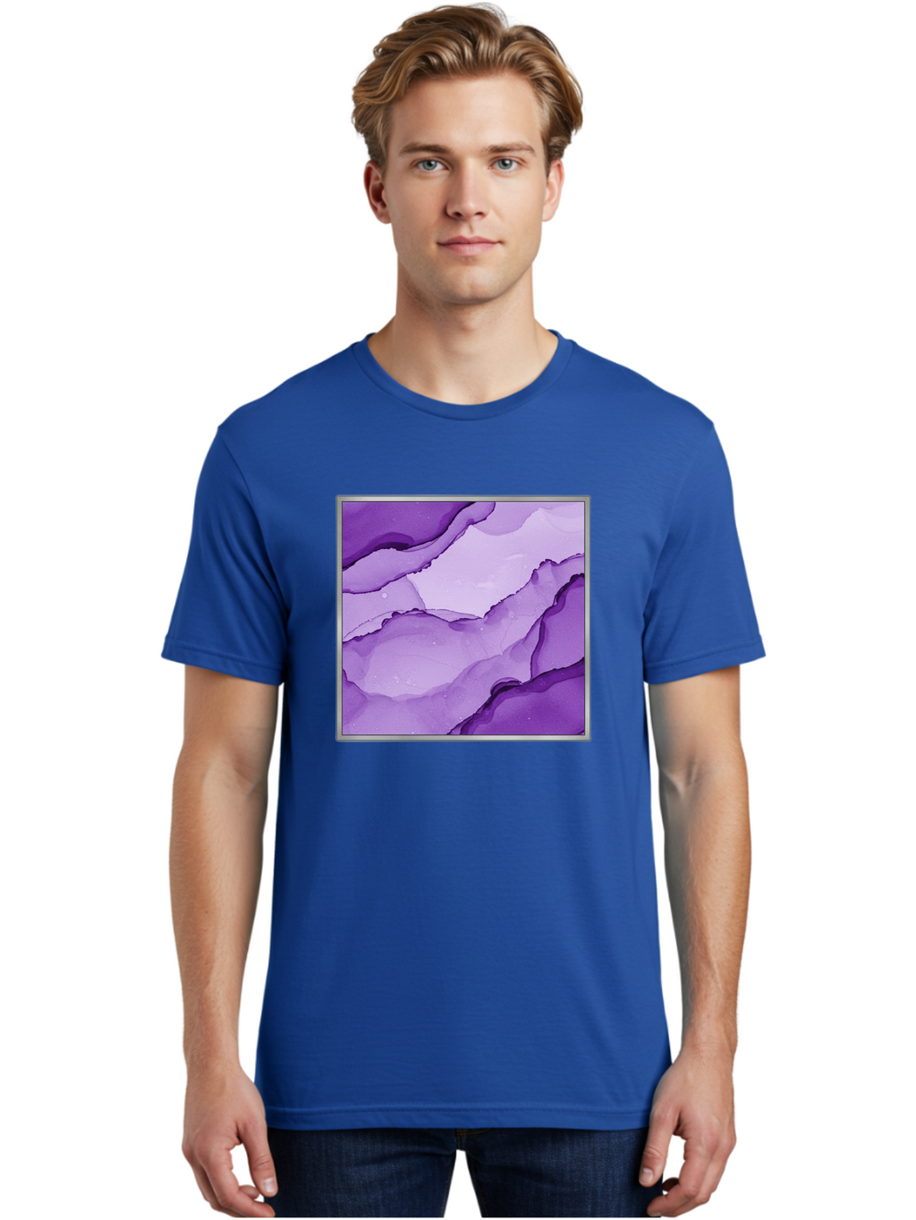 Purple-Marble-Pattern Men'S Graphic Tee, 100% Cotton, Comfortable Casual Summer Wear, Machine Washable, Vintage Camera, Old Camera, Antique Camera, Black Camera, Classic Photography, Photography Equipment, Nostalgic Device, Film Camera, Baj714
