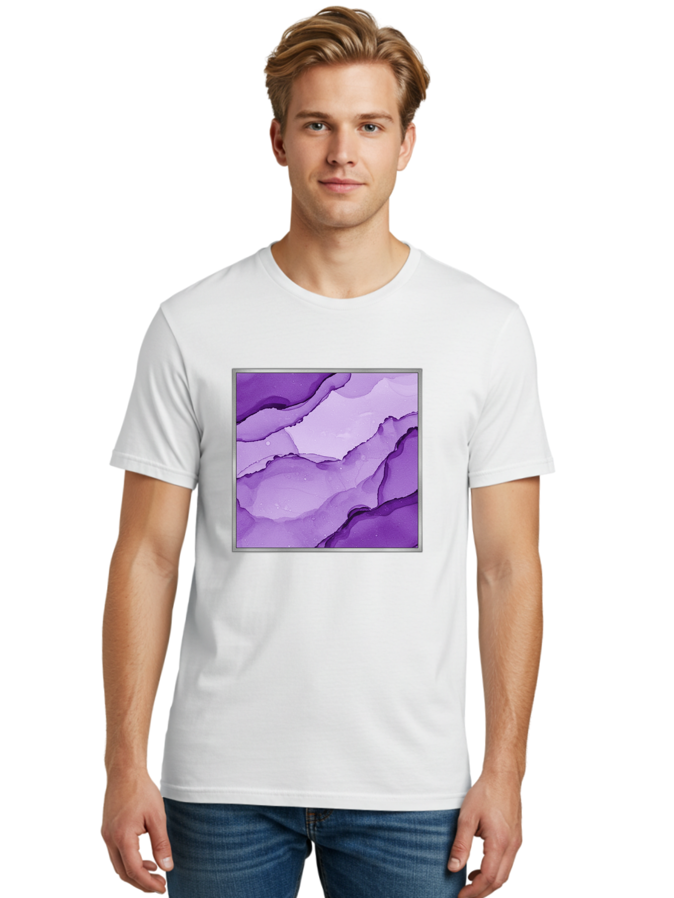 Purple-Marble-Pattern Men'S Graphic Tee, 100% Cotton, Comfortable Casual Summer Wear, Machine Washable, Vintage Camera, Old Camera, Antique Camera, Black Camera, Classic Photography, Photography Equipment, Nostalgic Device, Film Camera, Baj714