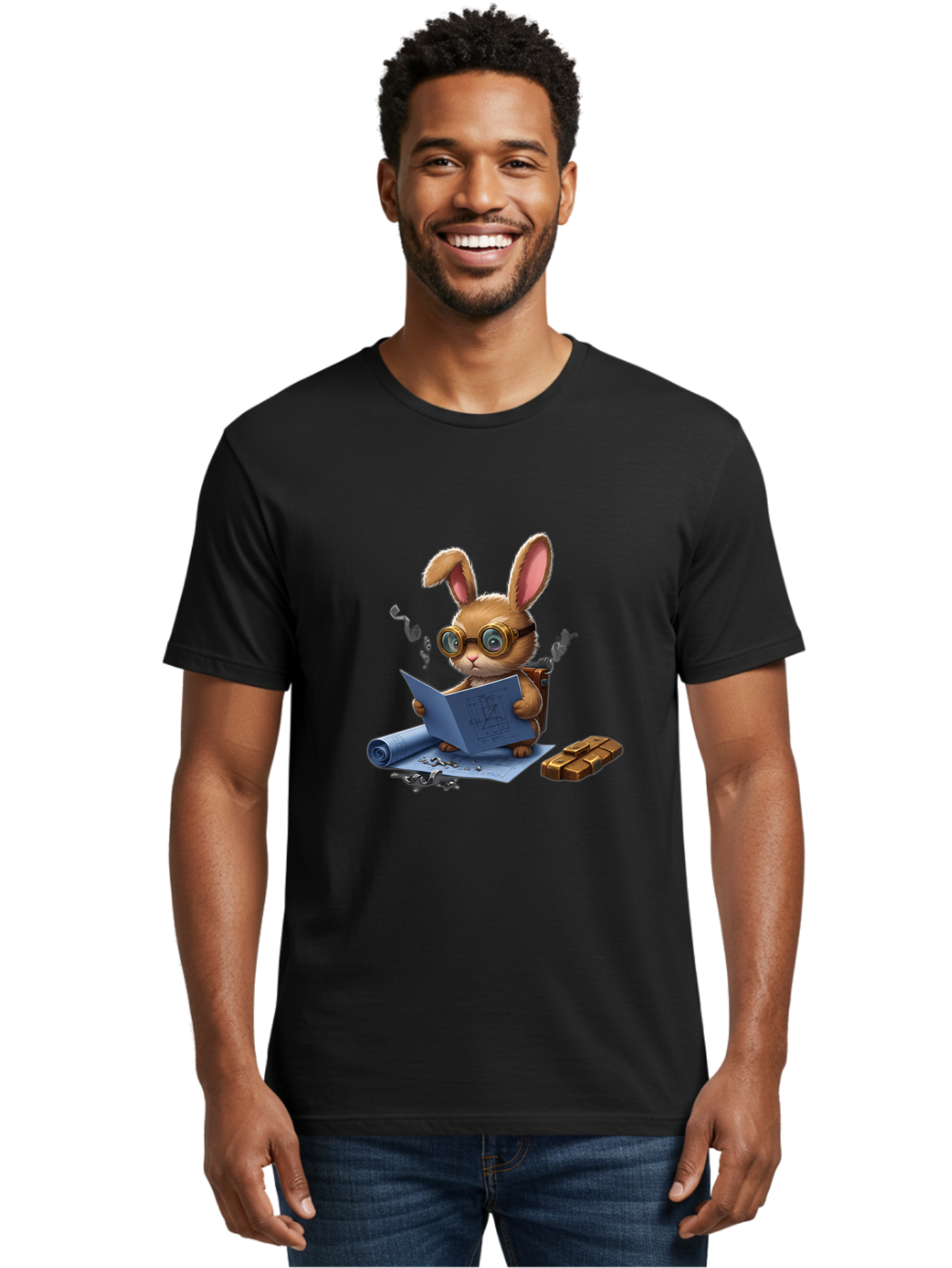 Rabbit-Explorer Men'S Graphic Tee, 100% Cotton, Comfortable Casual Summer Wear, Machine Washable, Vintage Camera, Old Camera, Antique Camera, Black Camera, Classic Photography, Photography Equipment, Nostalgic Device, Film Camera, Camera Art Baj719