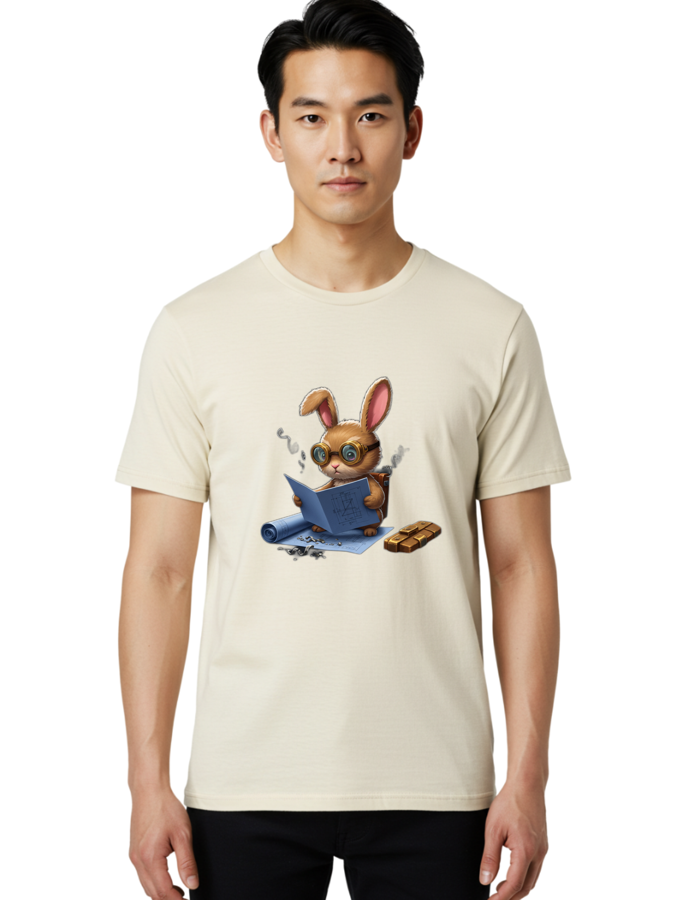 Rabbit-Explorer Men'S Graphic Tee, 100% Cotton, Comfortable Casual Summer Wear, Machine Washable, Vintage Camera, Old Camera, Antique Camera, Black Camera, Classic Photography, Photography Equipment, Nostalgic Device, Film Camera, Camera Art Baj719