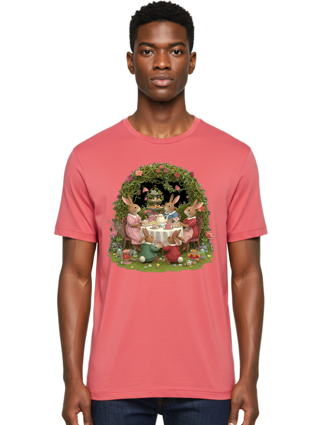 Rabbit-Family-Tea-Party Men'S Graphic Tee, 100% Cotton, Comfortable Casual Summer Wear, Machine Washable, Vintage Camera, Old Camera, Antique Camera, Black Camera, Classic Photography, Photography Equipment, Nostalgic Device, Film Camera, Baj720