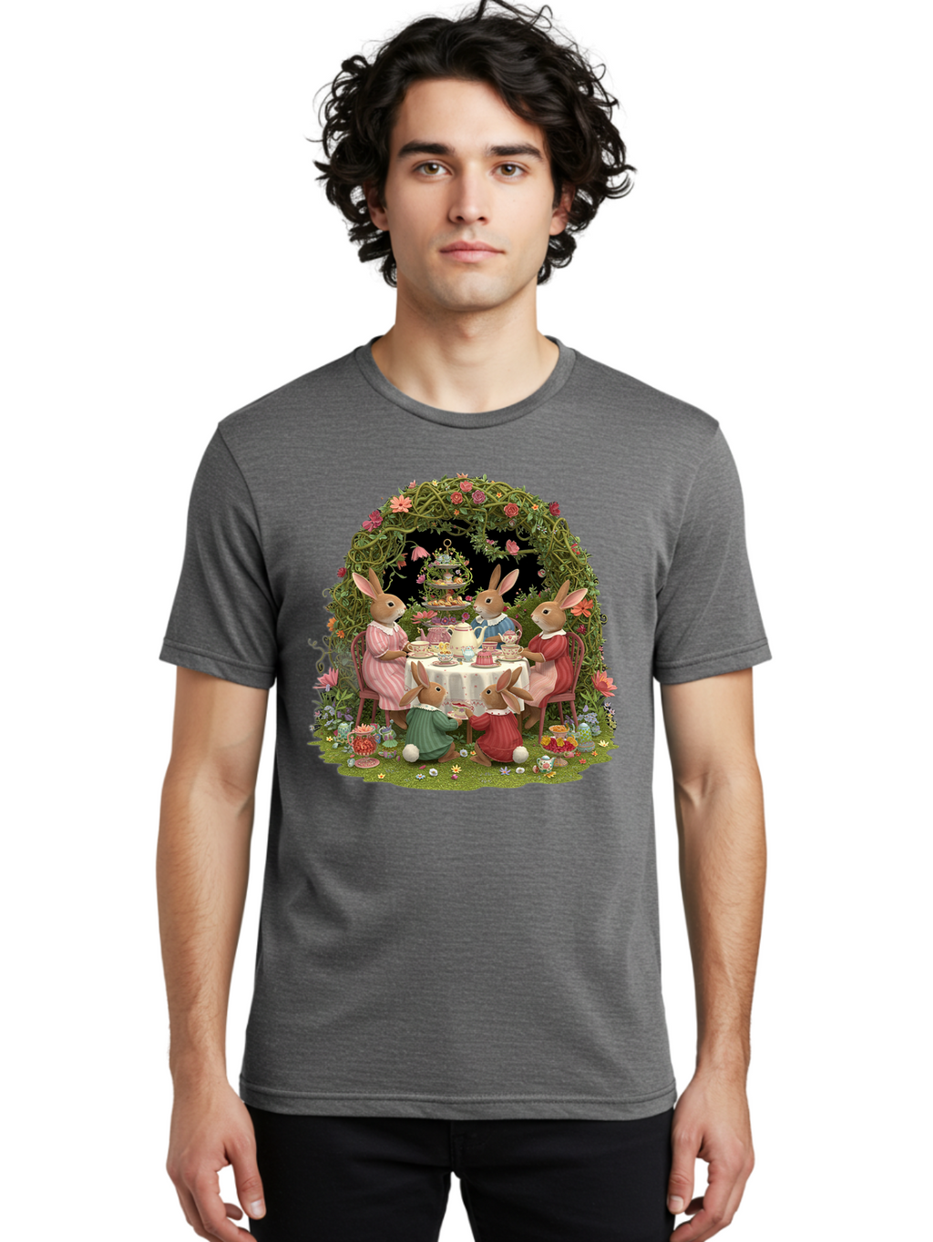 Rabbit-Family-Tea-Party Men'S Graphic Tee, 100% Cotton, Comfortable Casual Summer Wear, Machine Washable, Vintage Camera, Old Camera, Antique Camera, Black Camera, Classic Photography, Photography Equipment, Nostalgic Device, Film Camera, Baj720