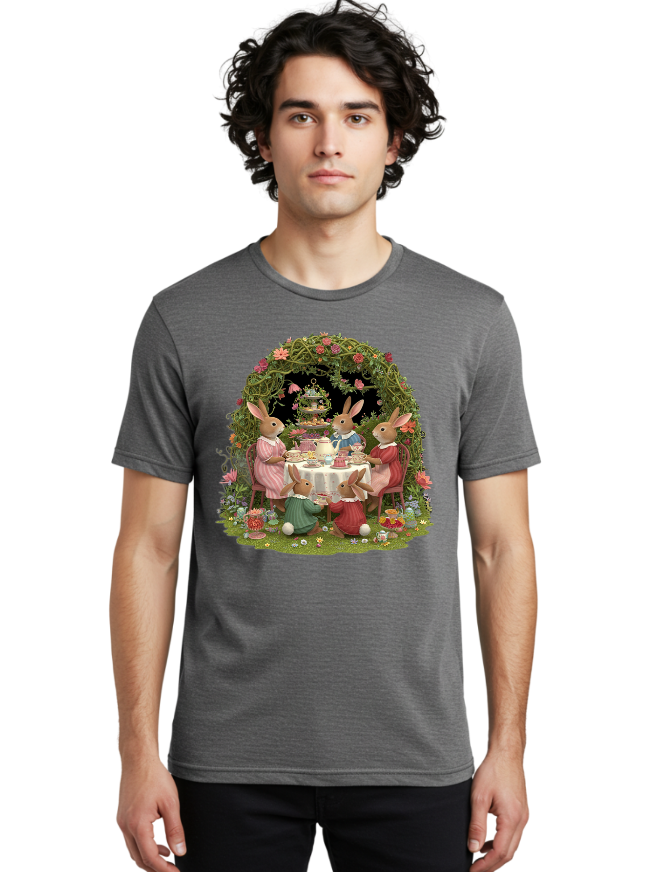 Rabbit-Family-Tea-Party Men'S Graphic Tee, 100% Cotton, Comfortable Casual Summer Wear, Machine Washable, Vintage Camera, Old Camera, Antique Camera, Black Camera, Classic Photography, Photography Equipment, Nostalgic Device, Film Camera, Baj720