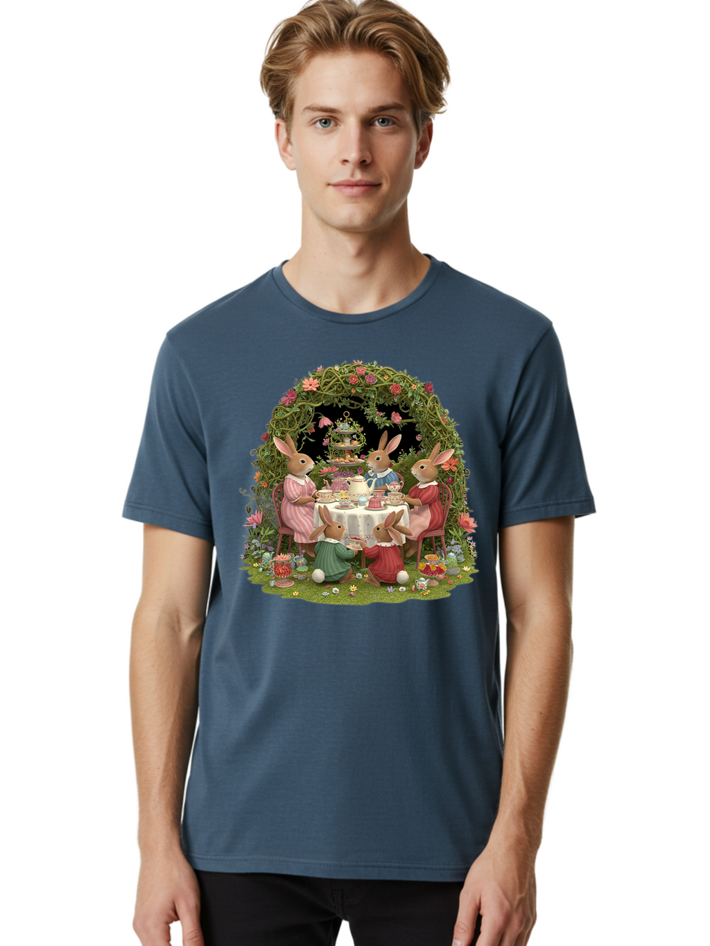 Rabbit-Family-Tea-Party Men'S Graphic Tee, 100% Cotton, Comfortable Casual Summer Wear, Machine Washable, Vintage Camera, Old Camera, Antique Camera, Black Camera, Classic Photography, Photography Equipment, Nostalgic Device, Film Camera, Baj720