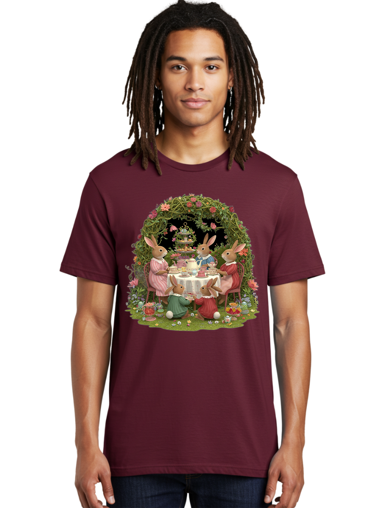 Rabbit-Family-Tea-Party Men'S Graphic Tee, 100% Cotton, Comfortable Casual Summer Wear, Machine Washable, Vintage Camera, Old Camera, Antique Camera, Black Camera, Classic Photography, Photography Equipment, Nostalgic Device, Film Camera, Baj720
