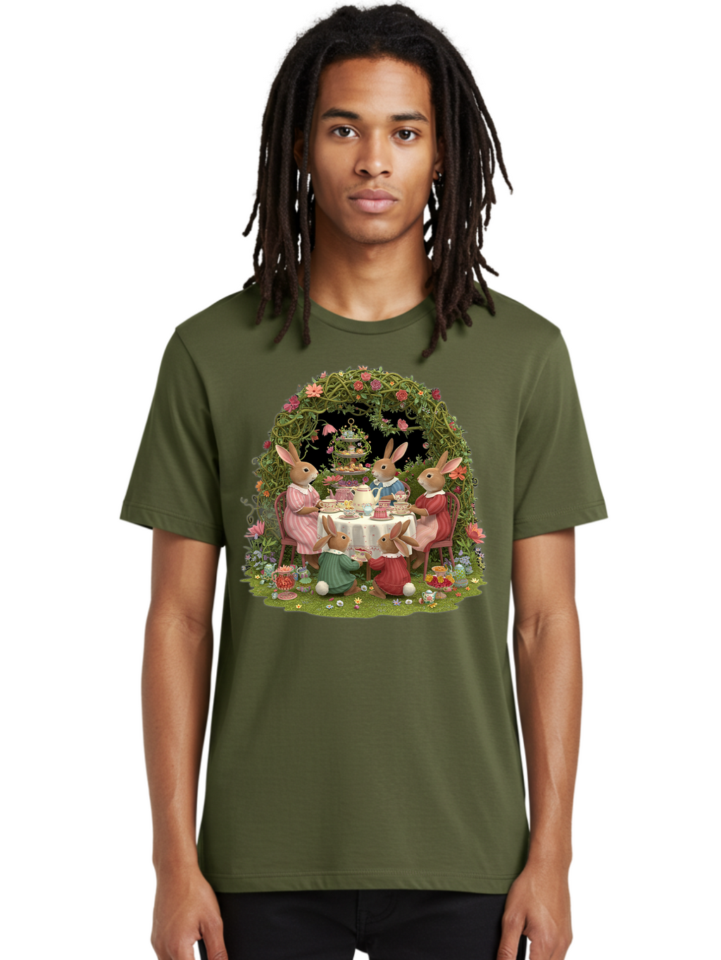Rabbit-Family-Tea-Party Men'S Graphic Tee, 100% Cotton, Comfortable Casual Summer Wear, Machine Washable, Vintage Camera, Old Camera, Antique Camera, Black Camera, Classic Photography, Photography Equipment, Nostalgic Device, Film Camera, Baj720