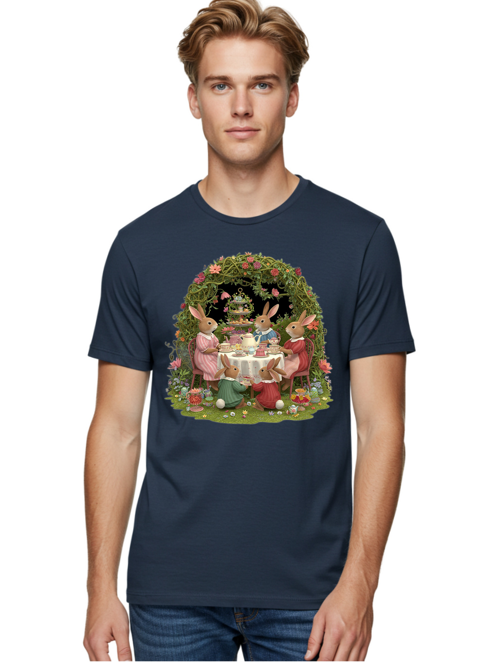Rabbit-Family-Tea-Party Men'S Graphic Tee, 100% Cotton, Comfortable Casual Summer Wear, Machine Washable, Vintage Camera, Old Camera, Antique Camera, Black Camera, Classic Photography, Photography Equipment, Nostalgic Device, Film Camera, Baj720
