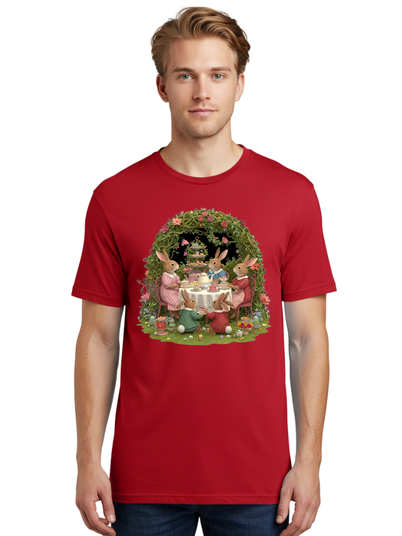 Rabbit-Family-Tea-Party Men'S Graphic Tee, 100% Cotton, Comfortable Casual Summer Wear, Machine Washable, Vintage Camera, Old Camera, Antique Camera, Black Camera, Classic Photography, Photography Equipment, Nostalgic Device, Film Camera, Baj720