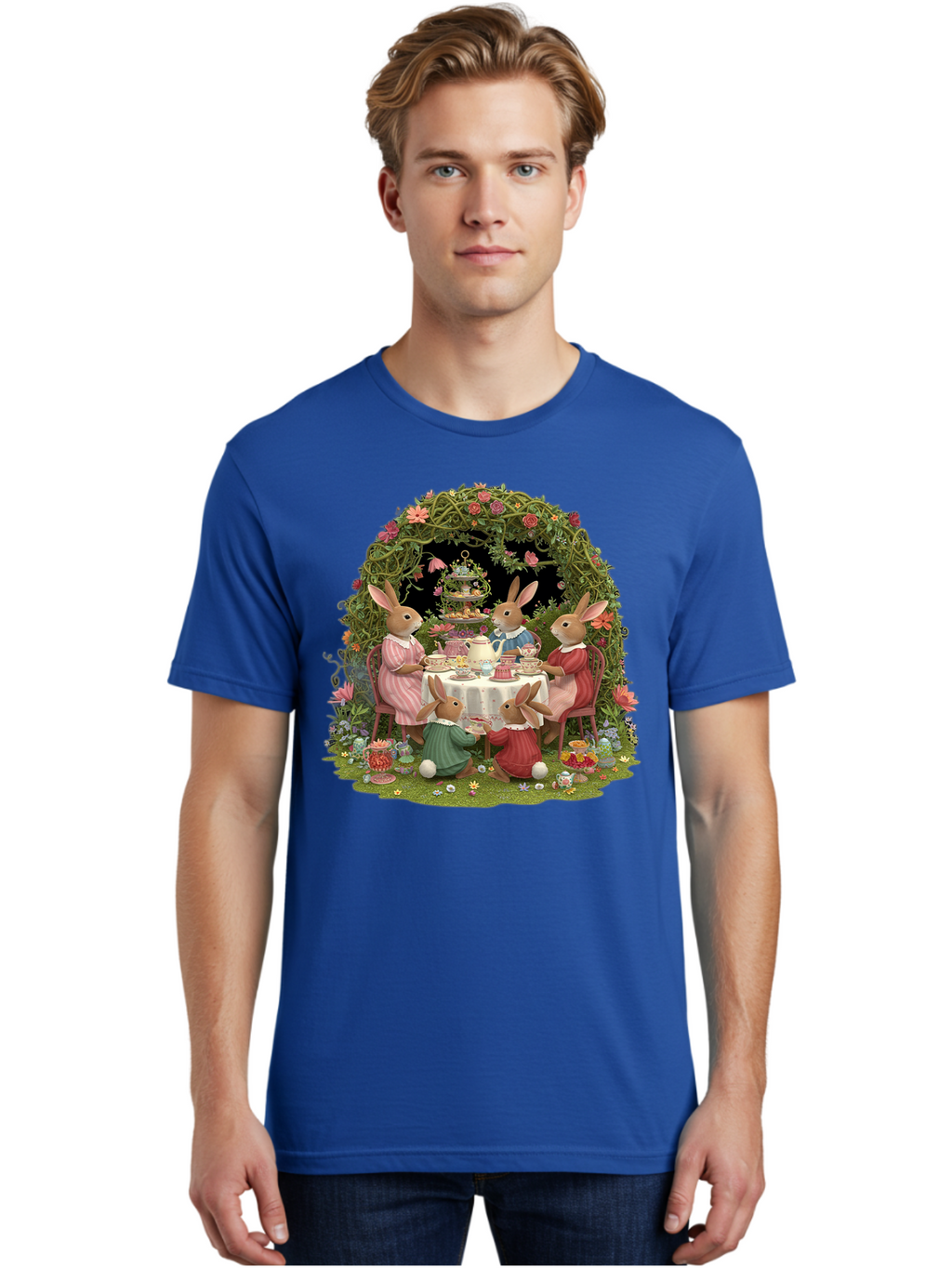 Rabbit-Family-Tea-Party Men'S Graphic Tee, 100% Cotton, Comfortable Casual Summer Wear, Machine Washable, Vintage Camera, Old Camera, Antique Camera, Black Camera, Classic Photography, Photography Equipment, Nostalgic Device, Film Camera, Baj720