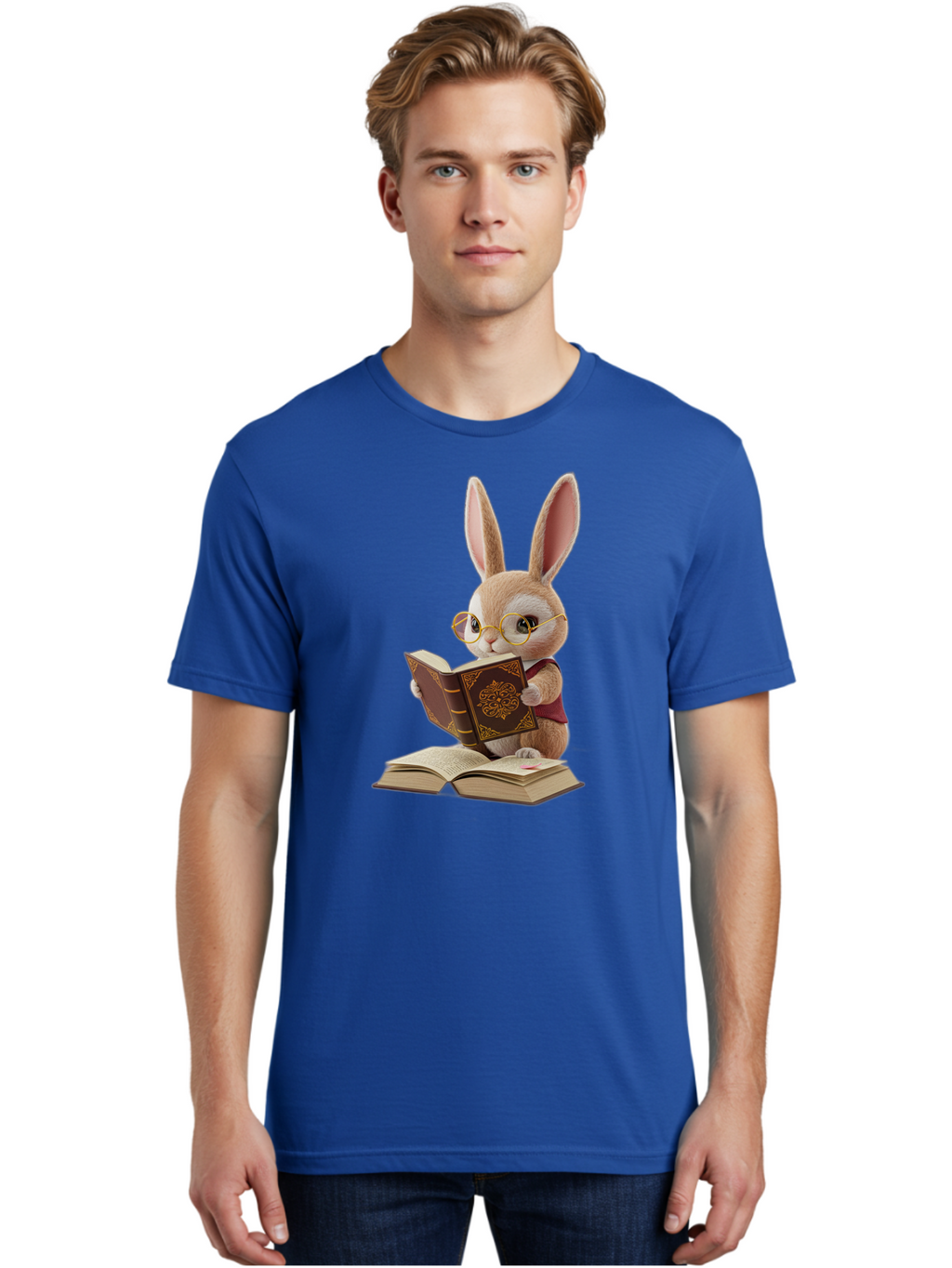 Rabbit-Reading-Book-1 Men'S Graphic Tee, 100% Cotton, Comfortable Casual Summer Wear, Machine Washable, Vintage Camera, Old Camera, Antique Camera, Black Camera, Classic Photography, Photography Equipment, Nostalgic Device, Film Camera, Baj723