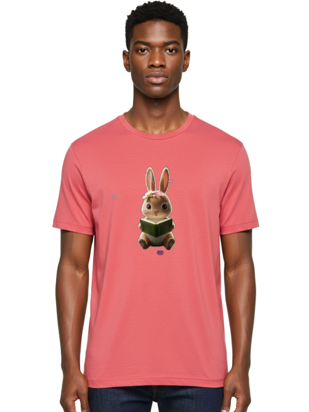 Rabbit-Reading-Book Men'S Graphic Tee, 100% Cotton, Comfortable Casual Summer Wear, Machine Washable, Vintage Camera, Old Camera, Antique Camera, Black Camera, Classic Photography, Photography Equipment, Nostalgic Device, Film Camera, Baj724