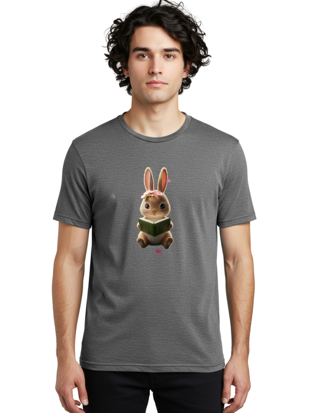 Rabbit-Reading-Book Men'S Graphic Tee, 100% Cotton, Comfortable Casual Summer Wear, Machine Washable, Vintage Camera, Old Camera, Antique Camera, Black Camera, Classic Photography, Photography Equipment, Nostalgic Device, Film Camera, Baj724