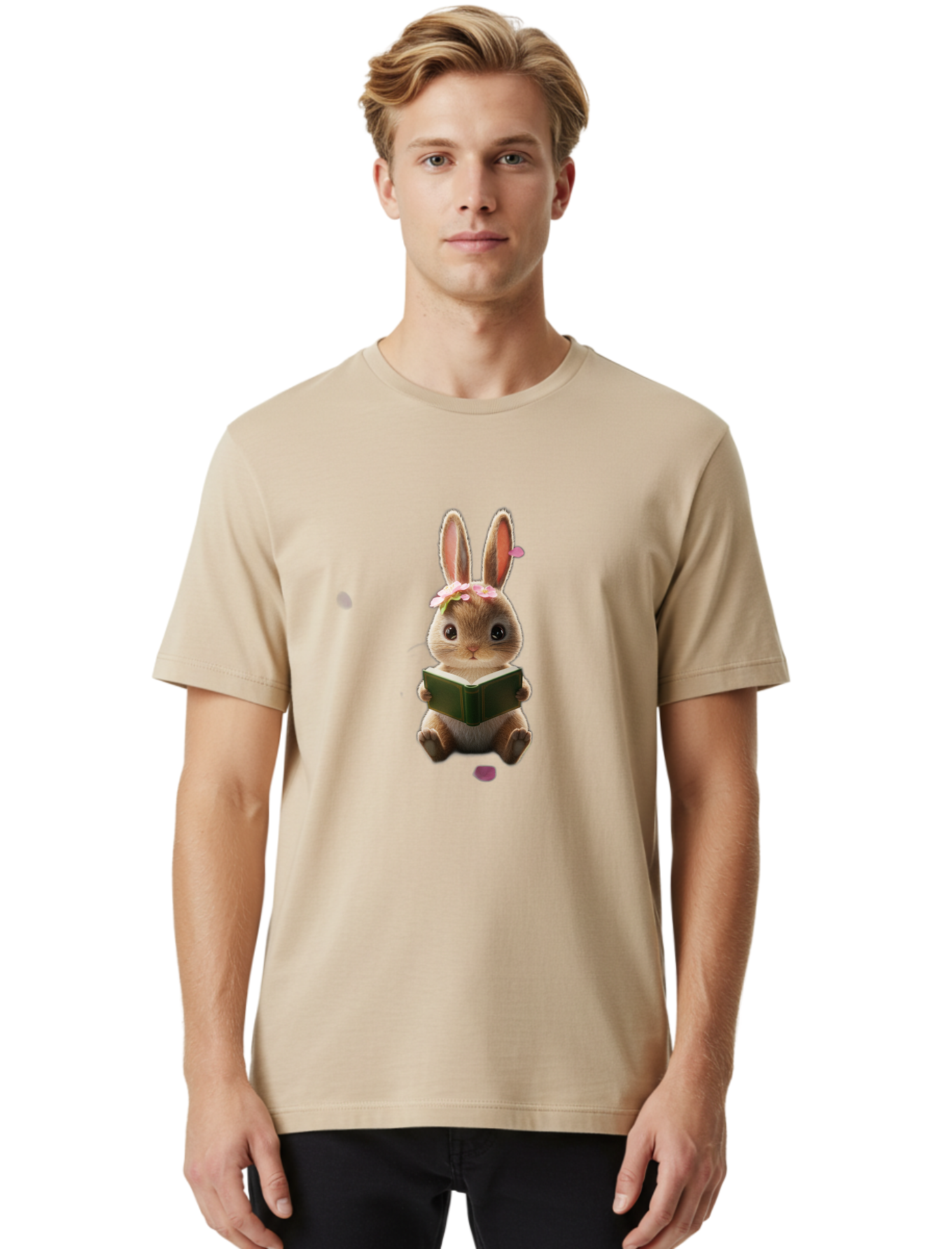 Rabbit-Reading-Book Men'S Graphic Tee, 100% Cotton, Comfortable Casual Summer Wear, Machine Washable, Vintage Camera, Old Camera, Antique Camera, Black Camera, Classic Photography, Photography Equipment, Nostalgic Device, Film Camera, Baj724