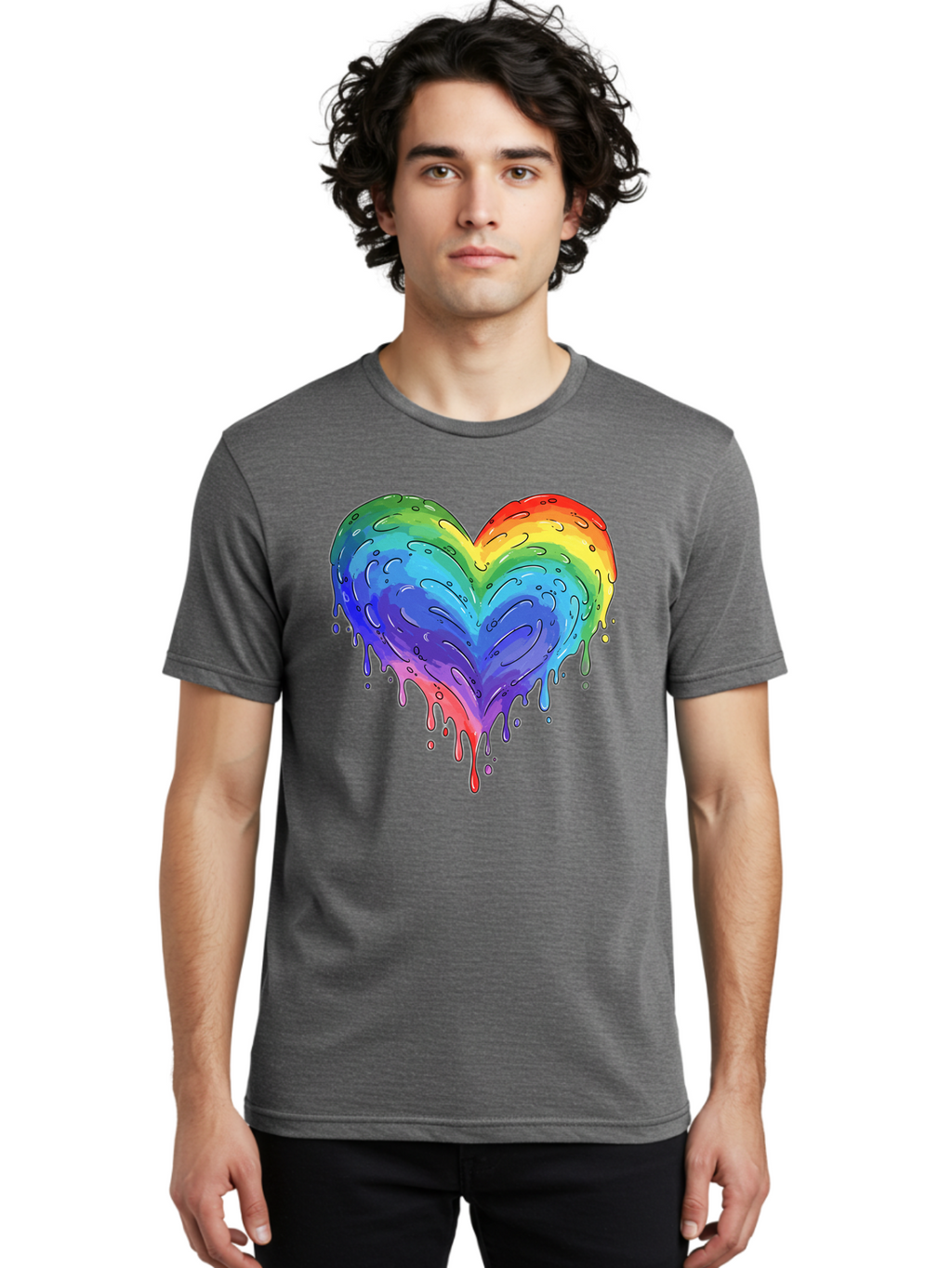 Rainbow-Dripping-Heart Men'S Graphic Tee, 100% Cotton, Comfortable Casual Summer Wear, Machine Washable, Vintage Camera, Old Camera, Antique Camera, Black Camera, Classic Photography, Photography Equipment, Nostalgic Device, Film Camera, Baj727