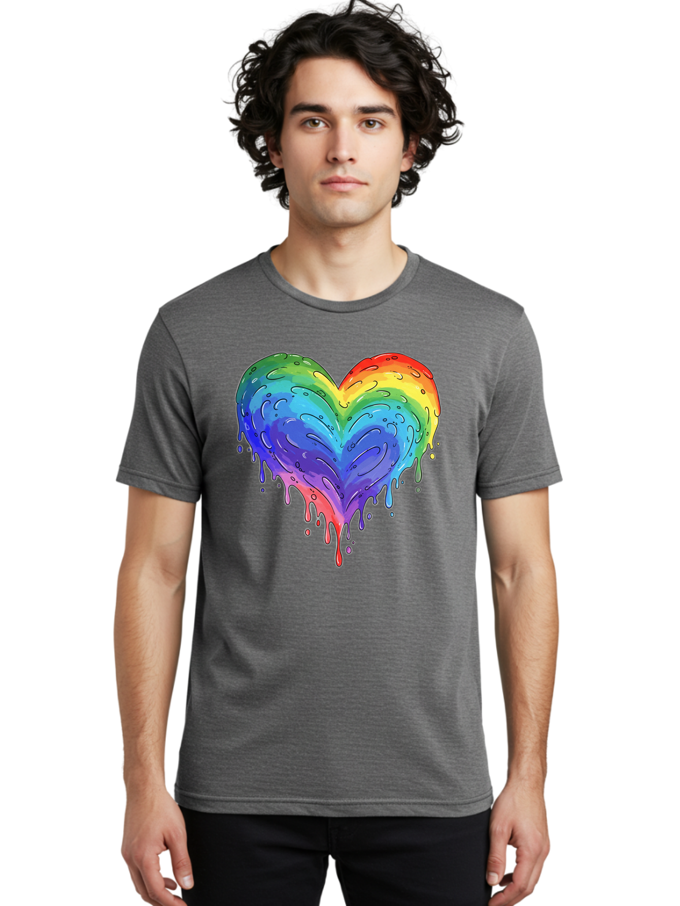 Rainbow-Dripping-Heart Men'S Graphic Tee, 100% Cotton, Comfortable Casual Summer Wear, Machine Washable, Vintage Camera, Old Camera, Antique Camera, Black Camera, Classic Photography, Photography Equipment, Nostalgic Device, Film Camera, Baj727