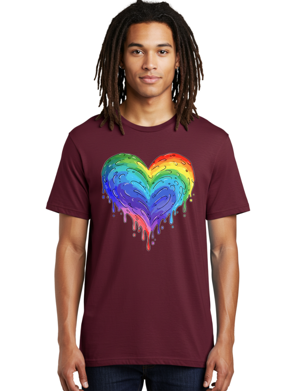 Rainbow-Dripping-Heart Men'S Graphic Tee, 100% Cotton, Comfortable Casual Summer Wear, Machine Washable, Vintage Camera, Old Camera, Antique Camera, Black Camera, Classic Photography, Photography Equipment, Nostalgic Device, Film Camera, Baj727