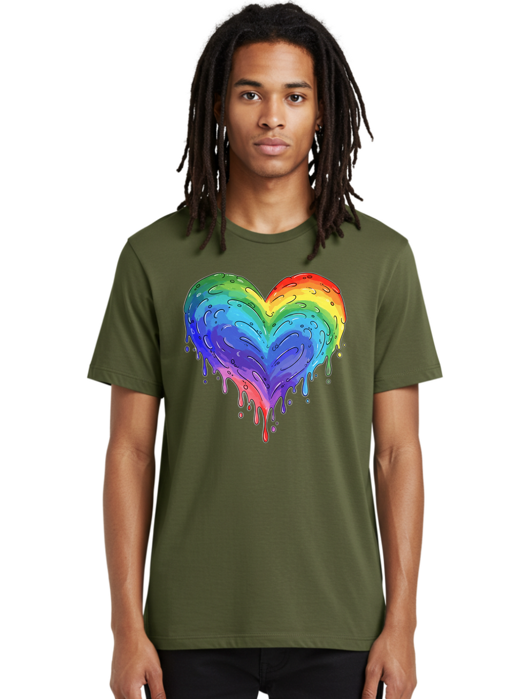 Rainbow-Dripping-Heart Men'S Graphic Tee, 100% Cotton, Comfortable Casual Summer Wear, Machine Washable, Vintage Camera, Old Camera, Antique Camera, Black Camera, Classic Photography, Photography Equipment, Nostalgic Device, Film Camera, Baj727