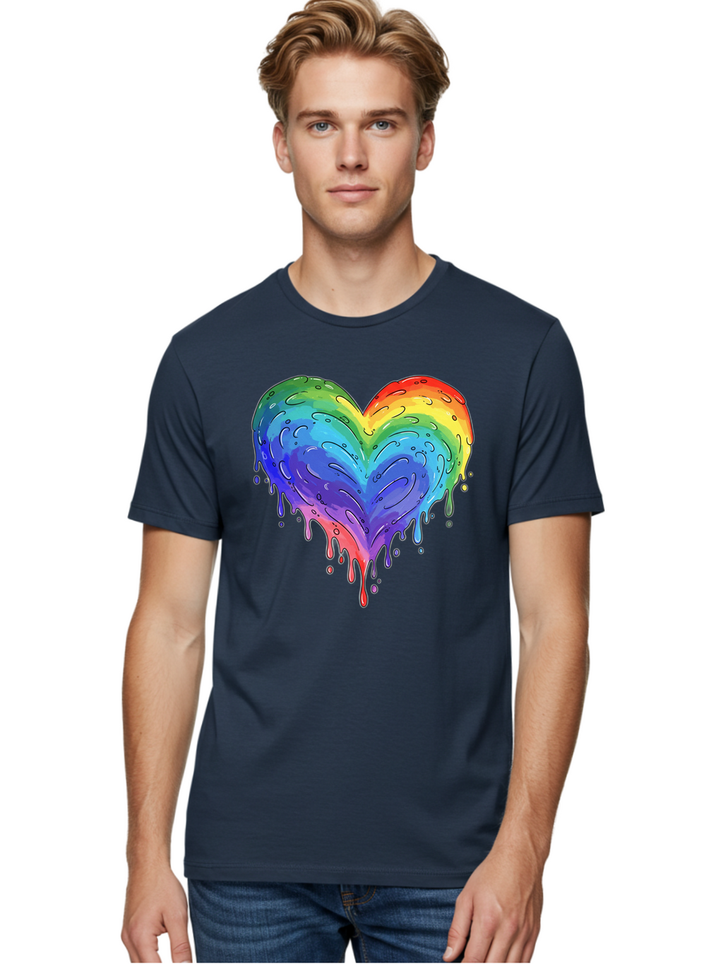 Rainbow-Dripping-Heart Men'S Graphic Tee, 100% Cotton, Comfortable Casual Summer Wear, Machine Washable, Vintage Camera, Old Camera, Antique Camera, Black Camera, Classic Photography, Photography Equipment, Nostalgic Device, Film Camera, Baj727