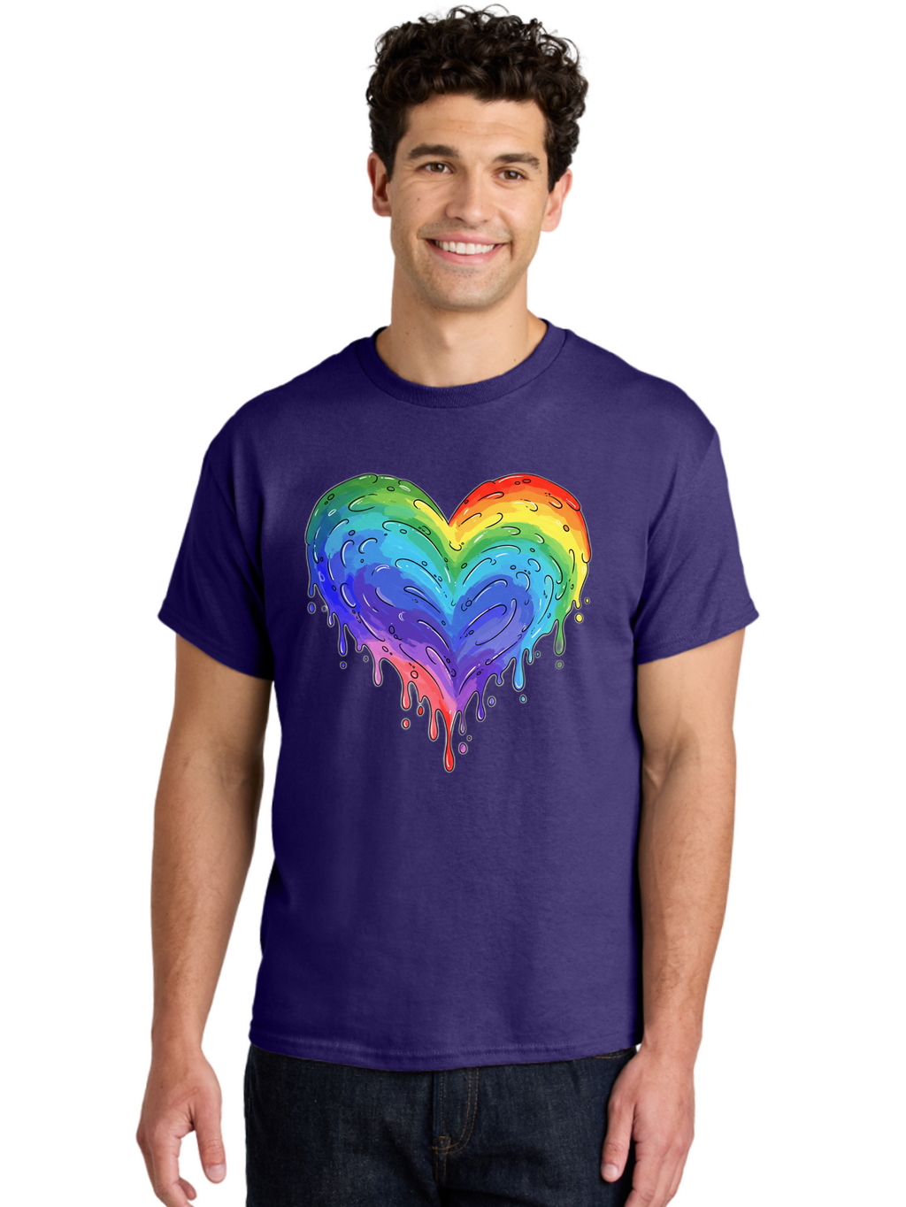 Rainbow-Dripping-Heart Men'S Graphic Tee, 100% Cotton, Comfortable Casual Summer Wear, Machine Washable, Vintage Camera, Old Camera, Antique Camera, Black Camera, Classic Photography, Photography Equipment, Nostalgic Device, Film Camera, Baj727