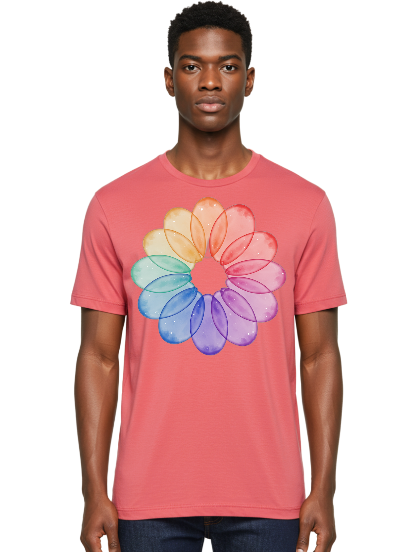 Rainbow-Flower-Petals Men'S Graphic Tee, 100% Cotton, Comfortable Casual Summer Wear, Machine Washable, Vintage Camera, Old Camera, Antique Camera, Black Camera, Classic Photography, Photography Equipment, Nostalgic Device, Film Camera, Baj728