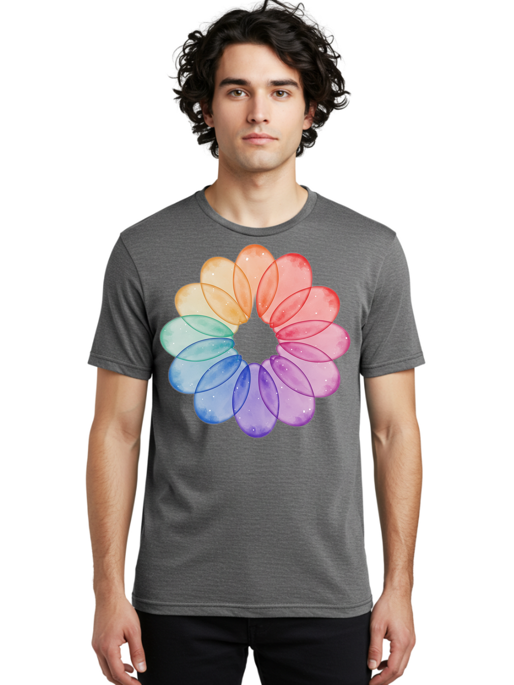 Rainbow-Flower-Petals Men'S Graphic Tee, 100% Cotton, Comfortable Casual Summer Wear, Machine Washable, Vintage Camera, Old Camera, Antique Camera, Black Camera, Classic Photography, Photography Equipment, Nostalgic Device, Film Camera, Baj728