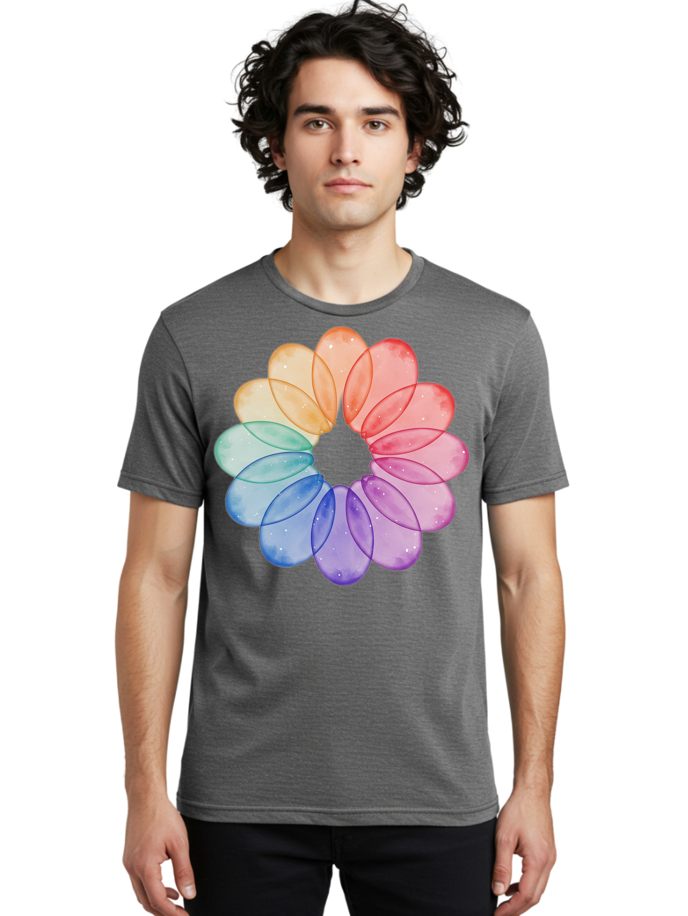 Rainbow-Flower-Petals Men'S Graphic Tee, 100% Cotton, Comfortable Casual Summer Wear, Machine Washable, Vintage Camera, Old Camera, Antique Camera, Black Camera, Classic Photography, Photography Equipment, Nostalgic Device, Film Camera, Baj728